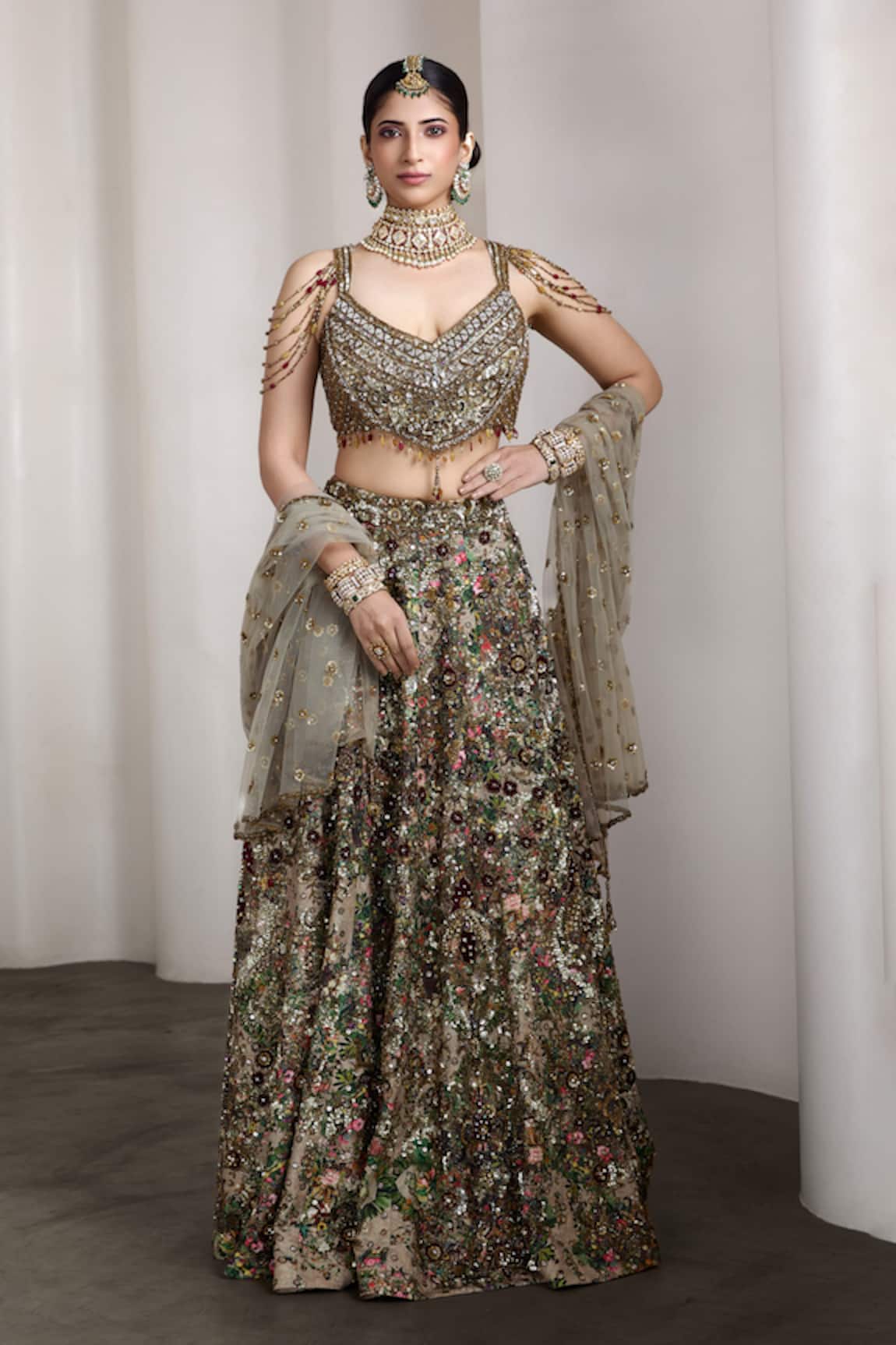 Rocky Star Embellished Blouse & Lehenga Set