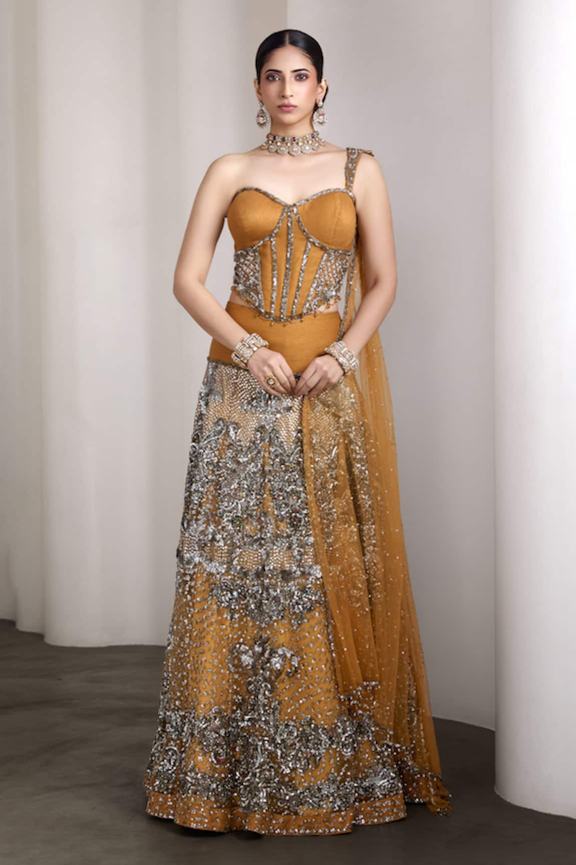 Rocky Star Embellished Blouse & Lehenga Set