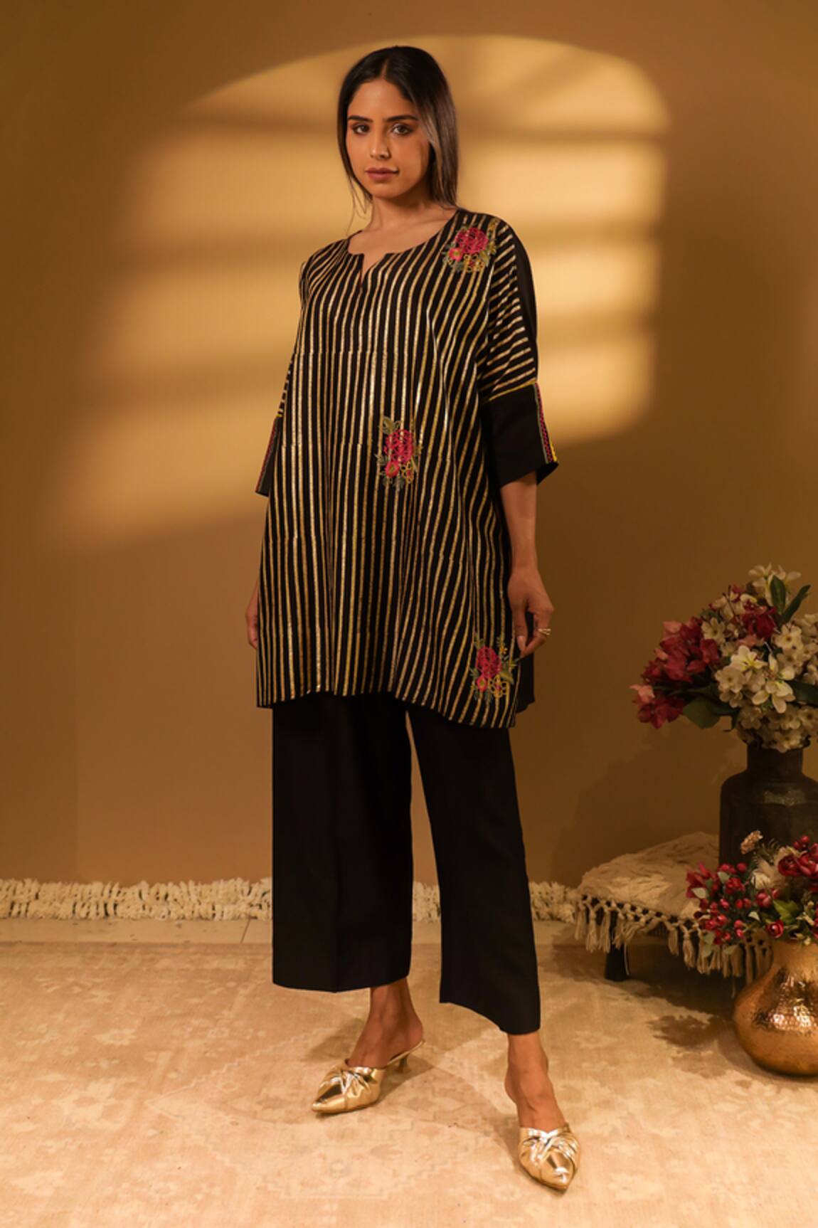 BO Tree Hana Stripe Woven Kaftan With Pant 