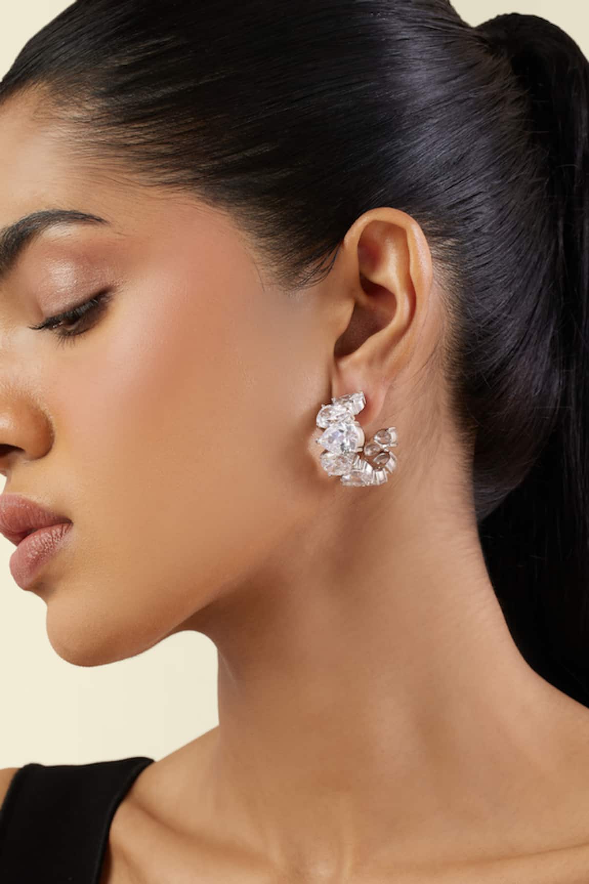 Isharya Luxe Glow Statement Rhodium Plated Hoops 