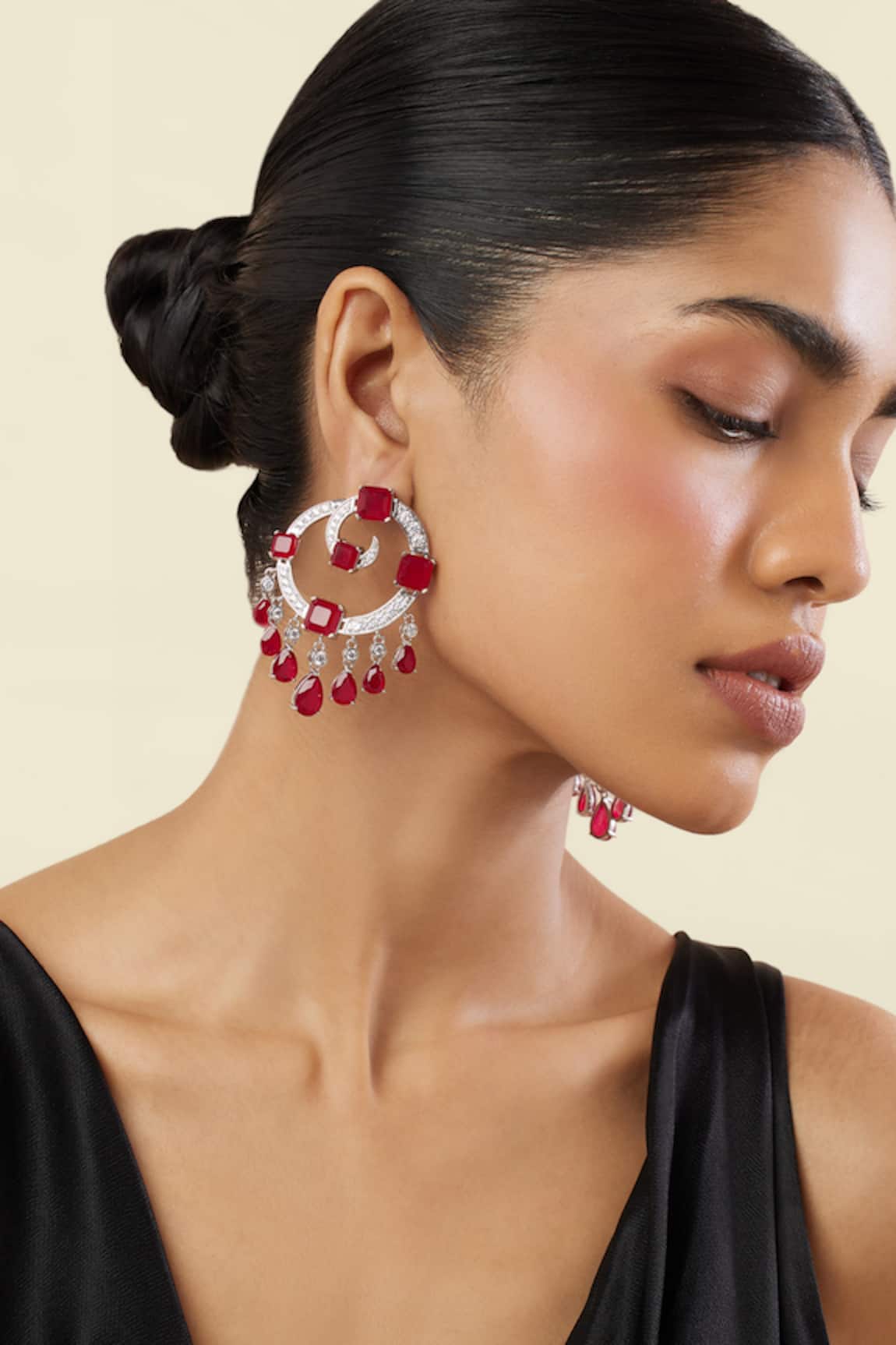 Isharya Ruby Moon Luxe Rhodium Plated Baalis 