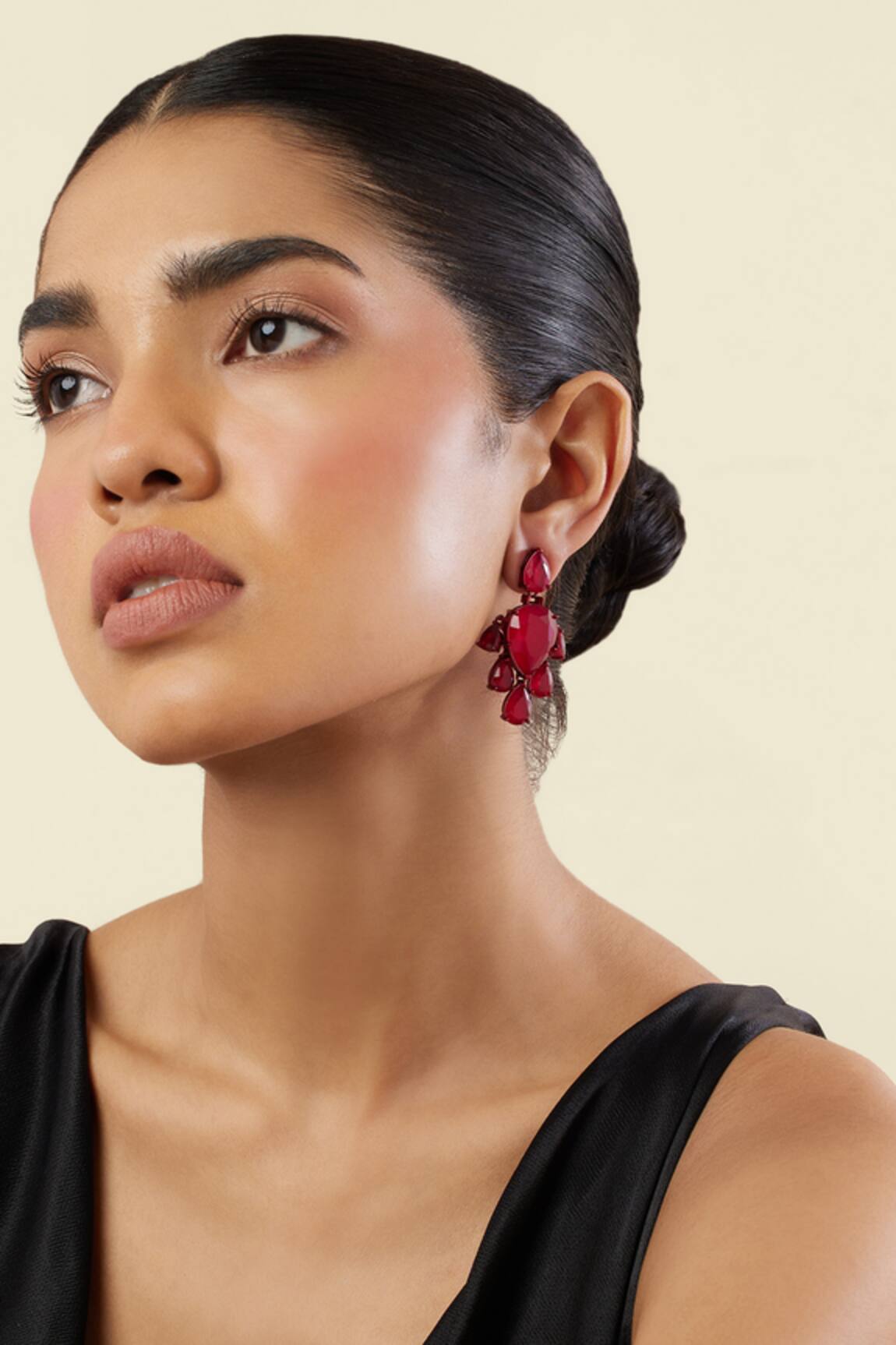 Isharya Crimson Luxe Rhodium Plated Dangler Earrings 