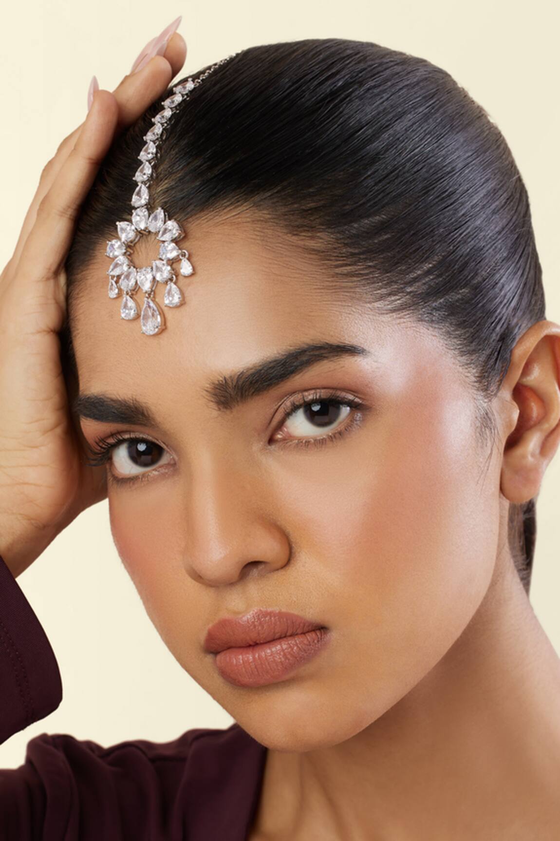 Isharya Celestial Radiance Rhodium Plated Maangtikka 