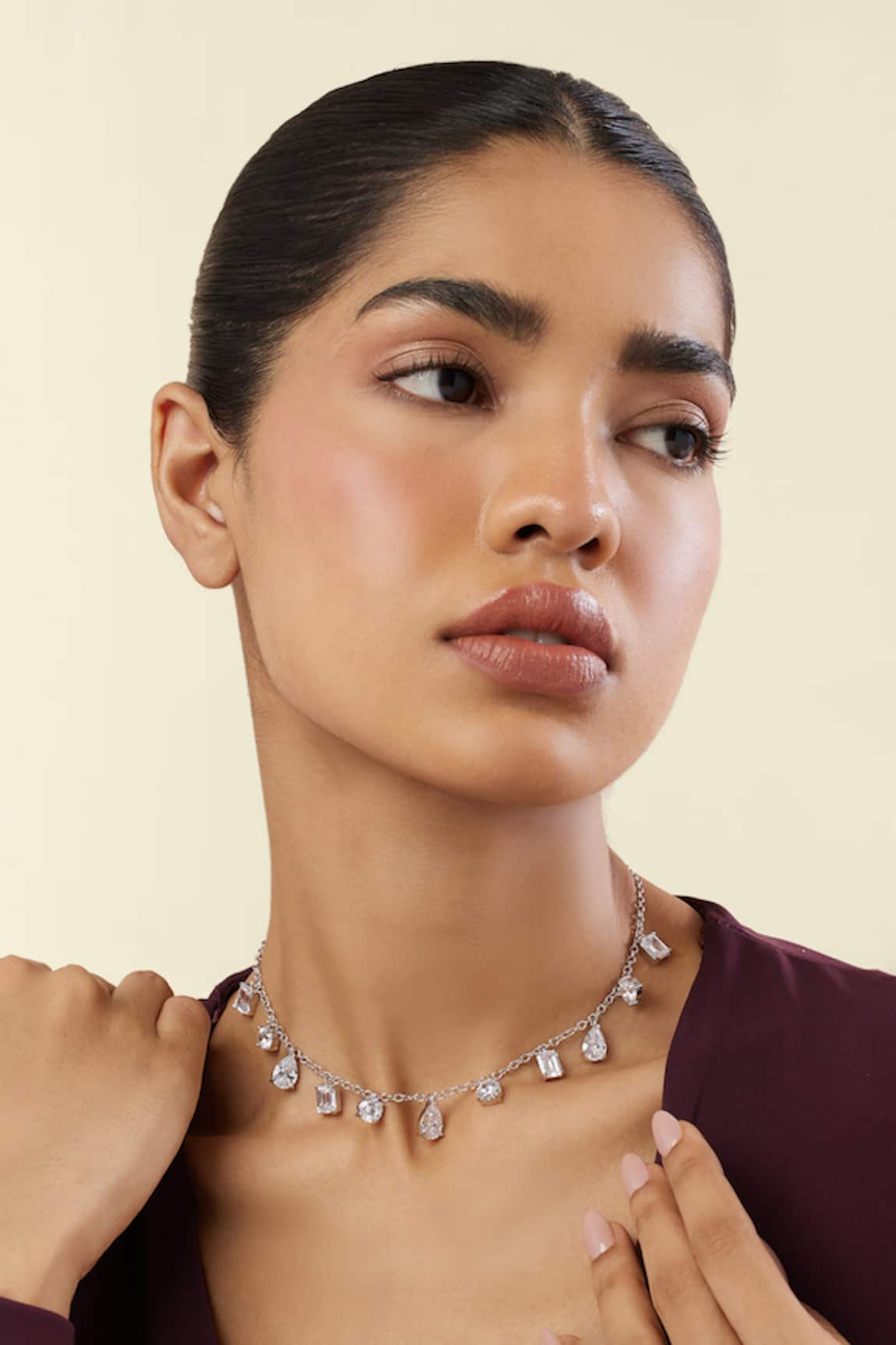 Isharya Eterna Rhodium Plated Charm Choker Necklace 
