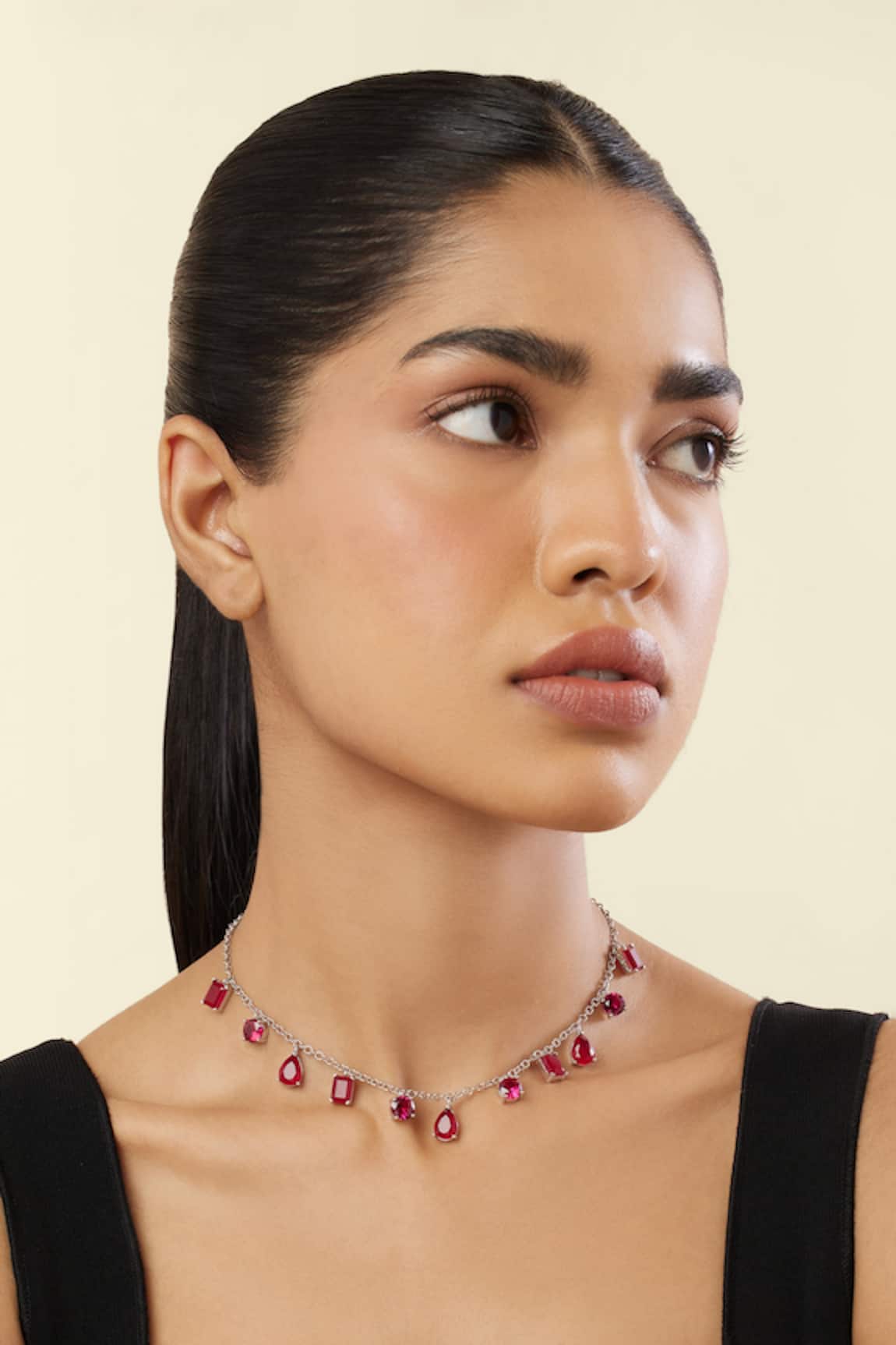 Isharya Eterna Fiery Charm Rhodium Plated Choker 