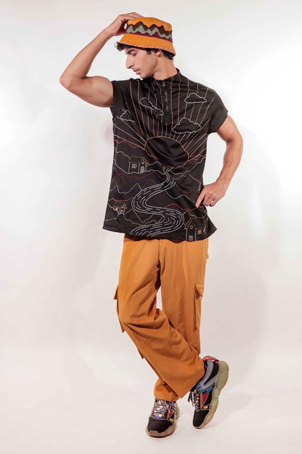 Jubinav Chadha Kantha Landscape Embroidered T-Shirt 