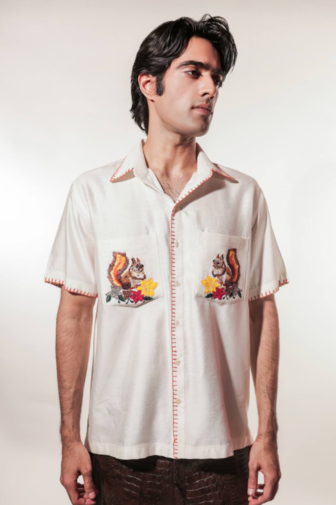 Jubinav Chadha Hand Embroidered Silk Shirt 