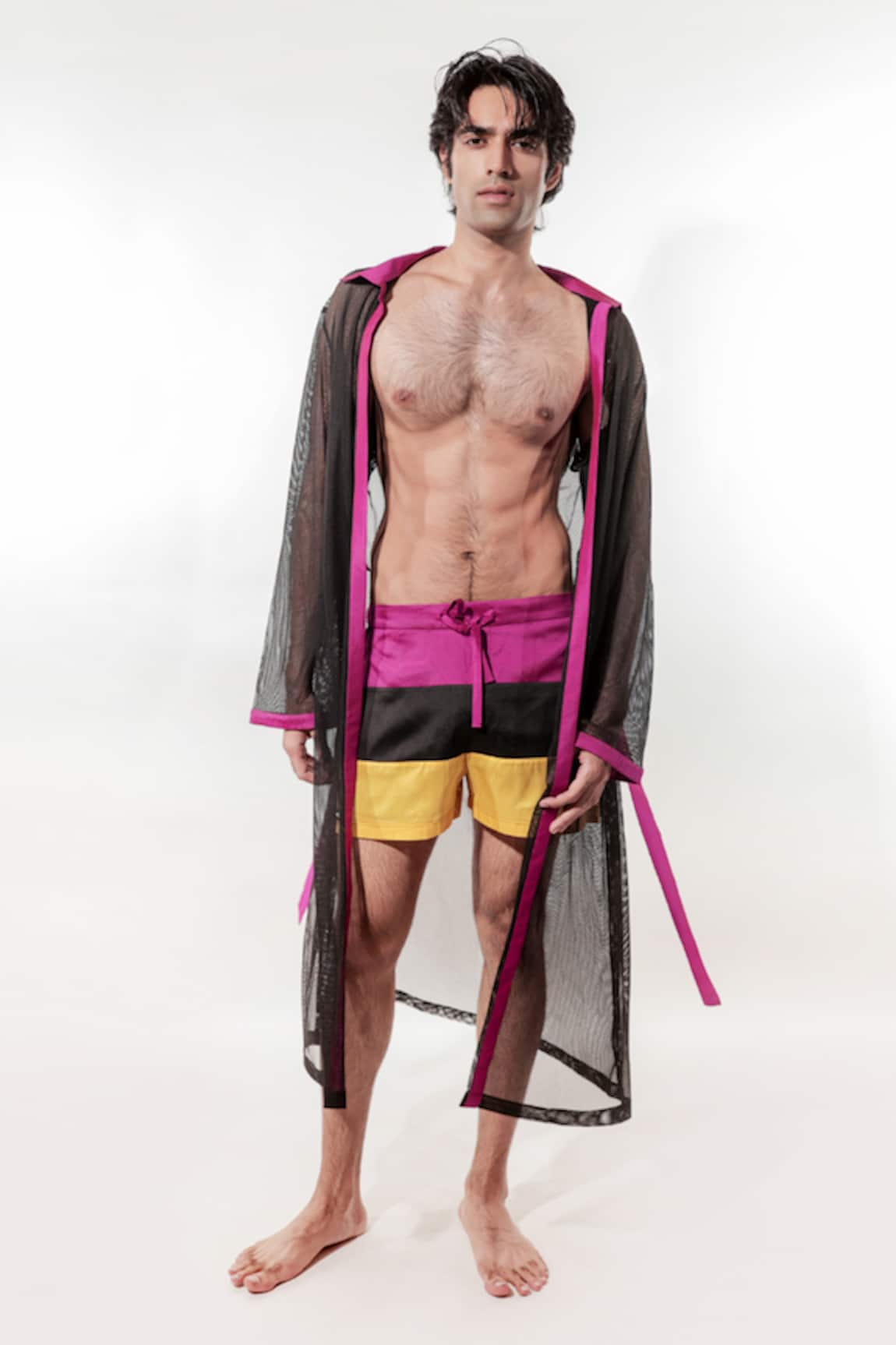 Jubinav Chadha Colorblock Swim Shorts With Cape 