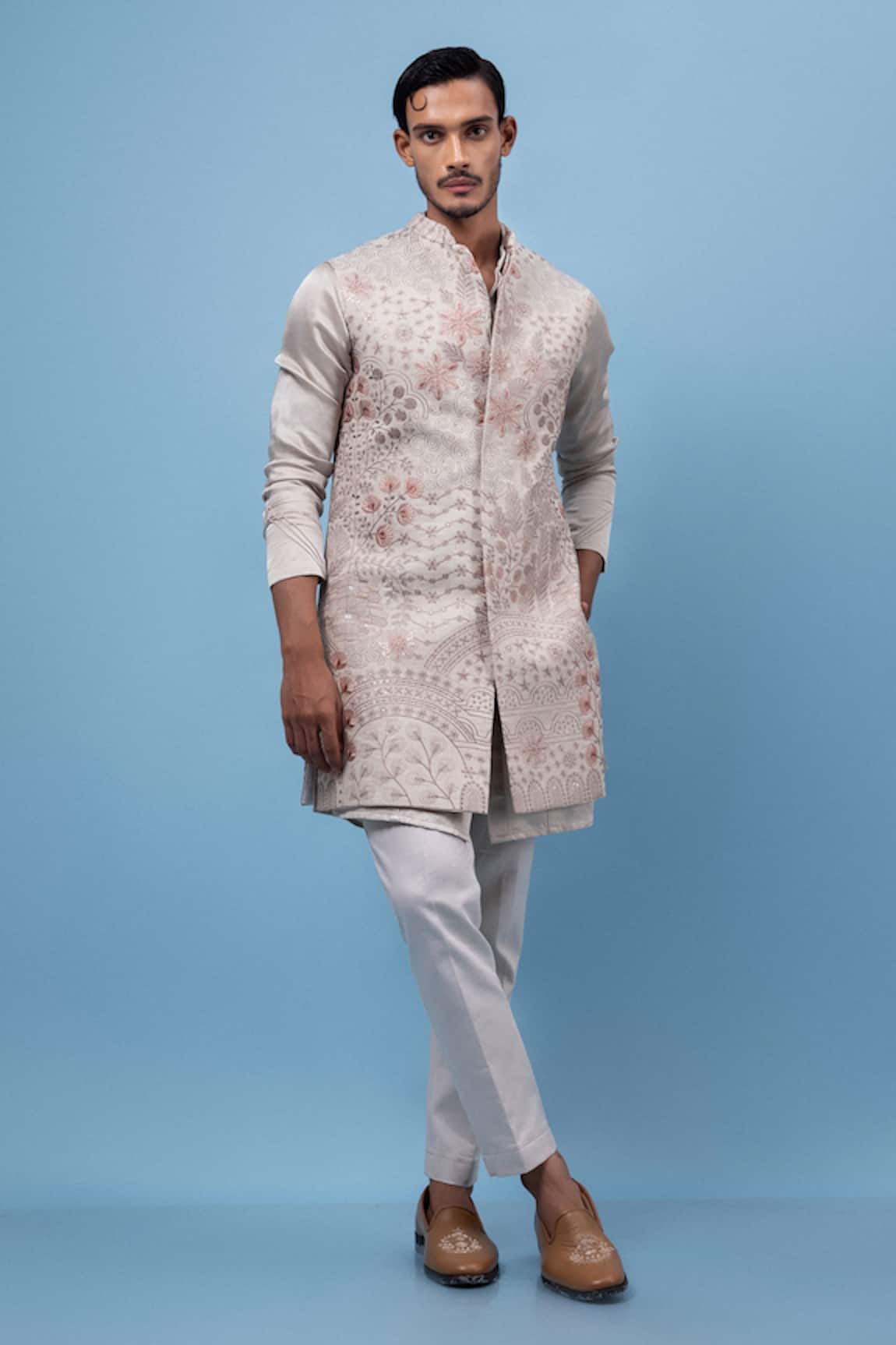 PAARSH Garden Lineage Embroidered Nehru Jacket Set 