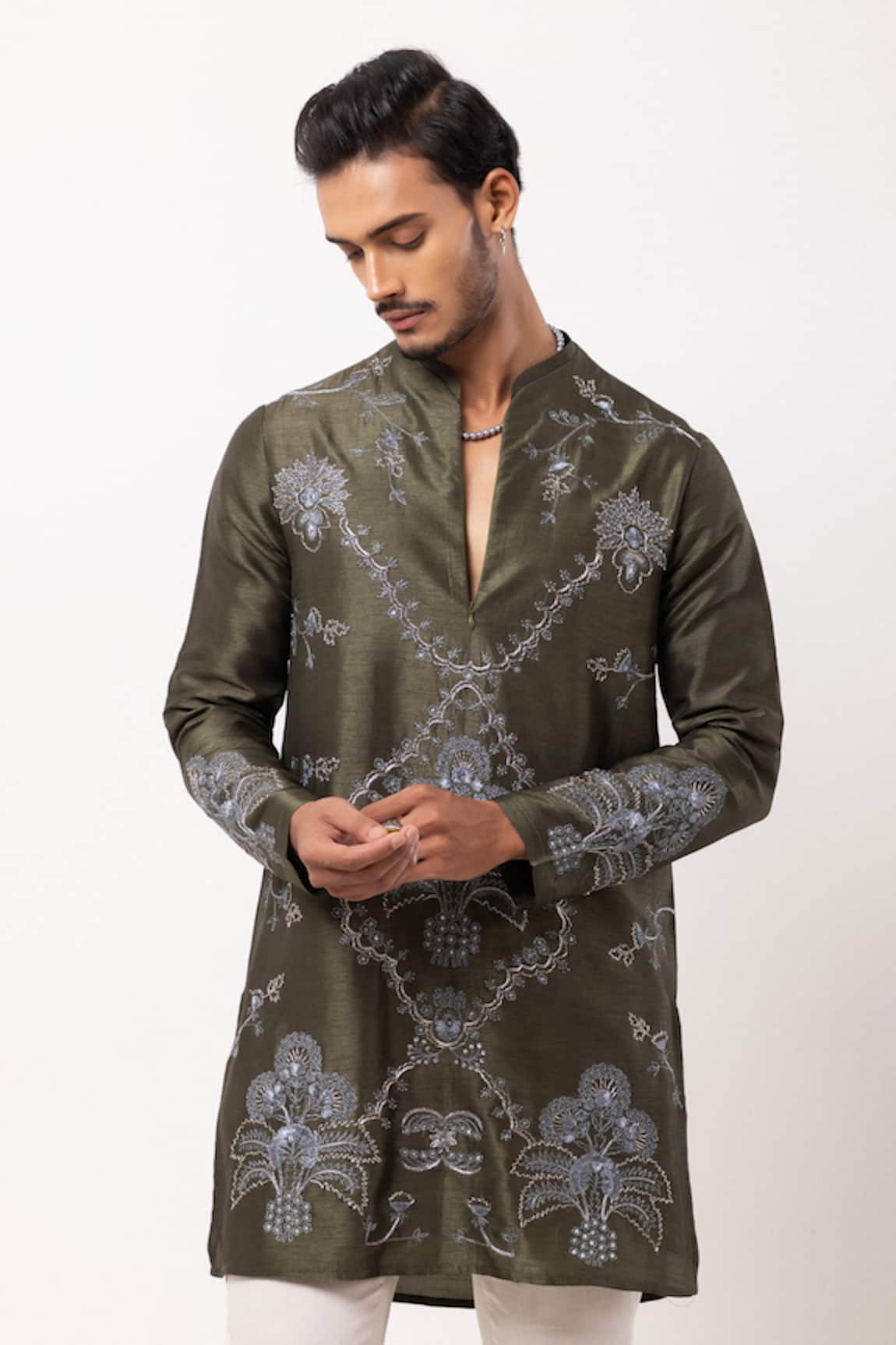 PAARSH Moss & Mist Embroidered Kurta 