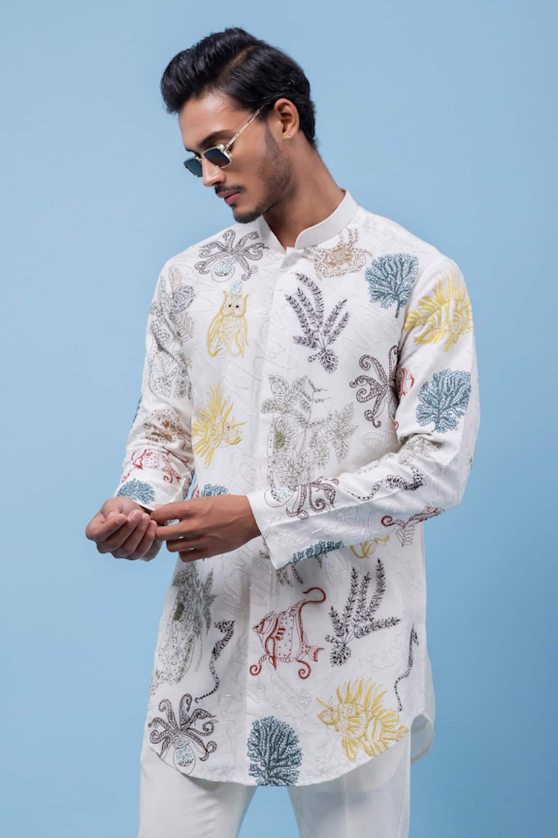 PAARSH Marine Mirage Embroidered Kurta 