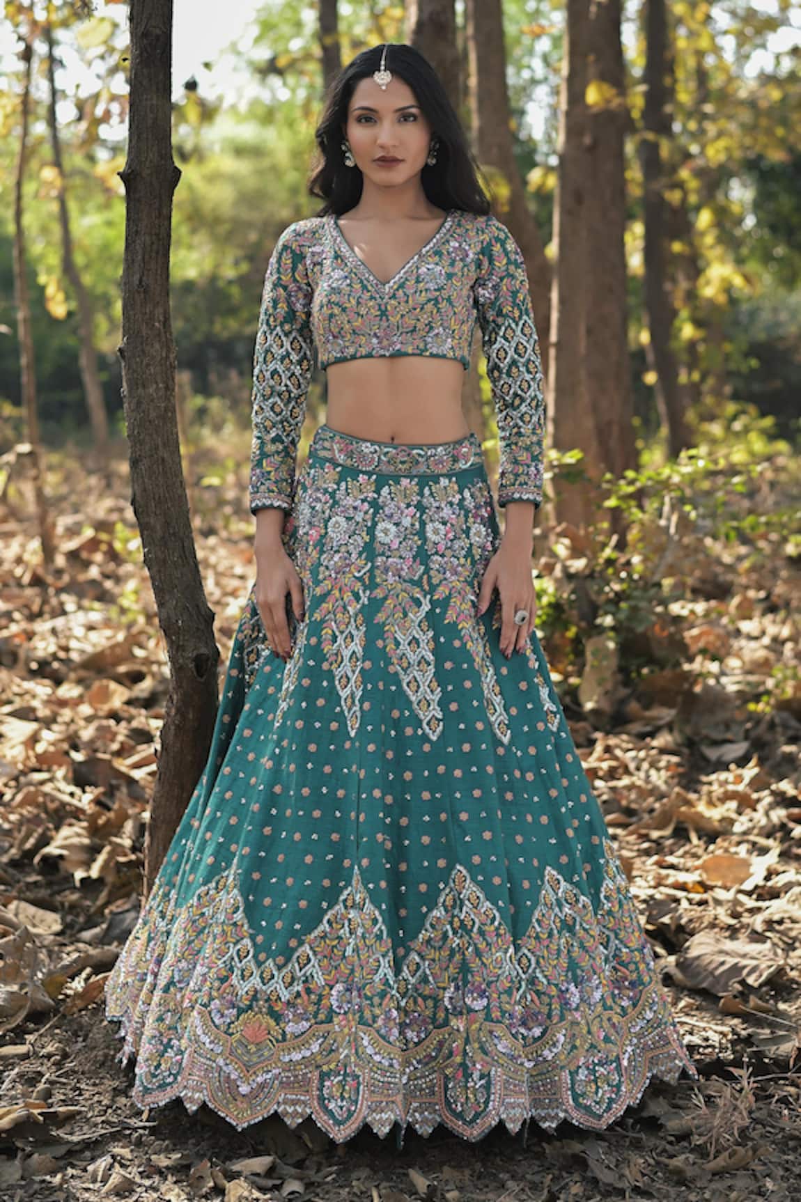 Panihari Flower Embroidered Bridal Lehenga Set