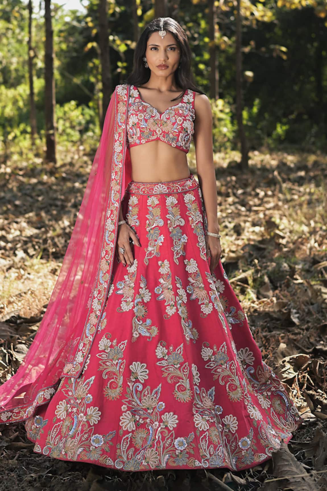 Panihari Raw Silk Embroidered Lehenga Set