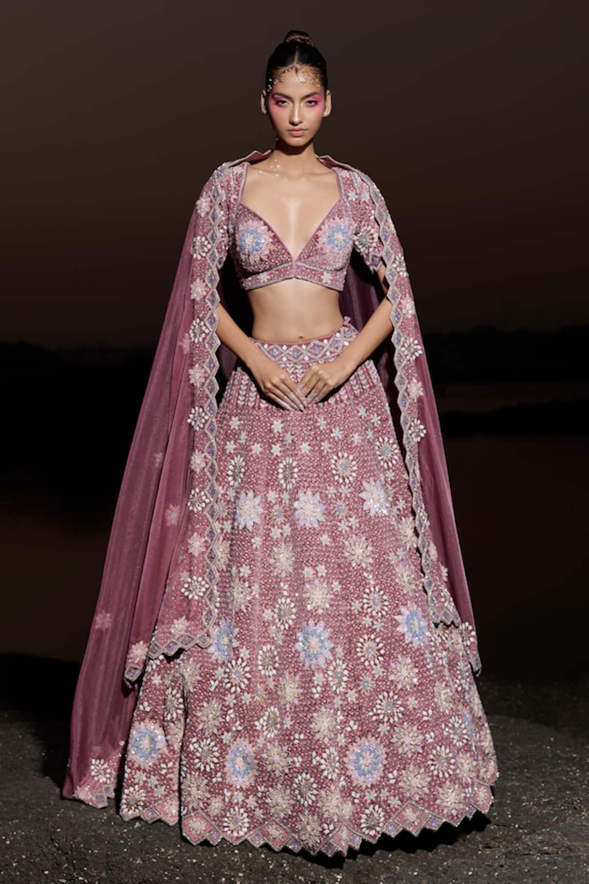 Panihari Rose Embroidered Bridal Lehenga Set