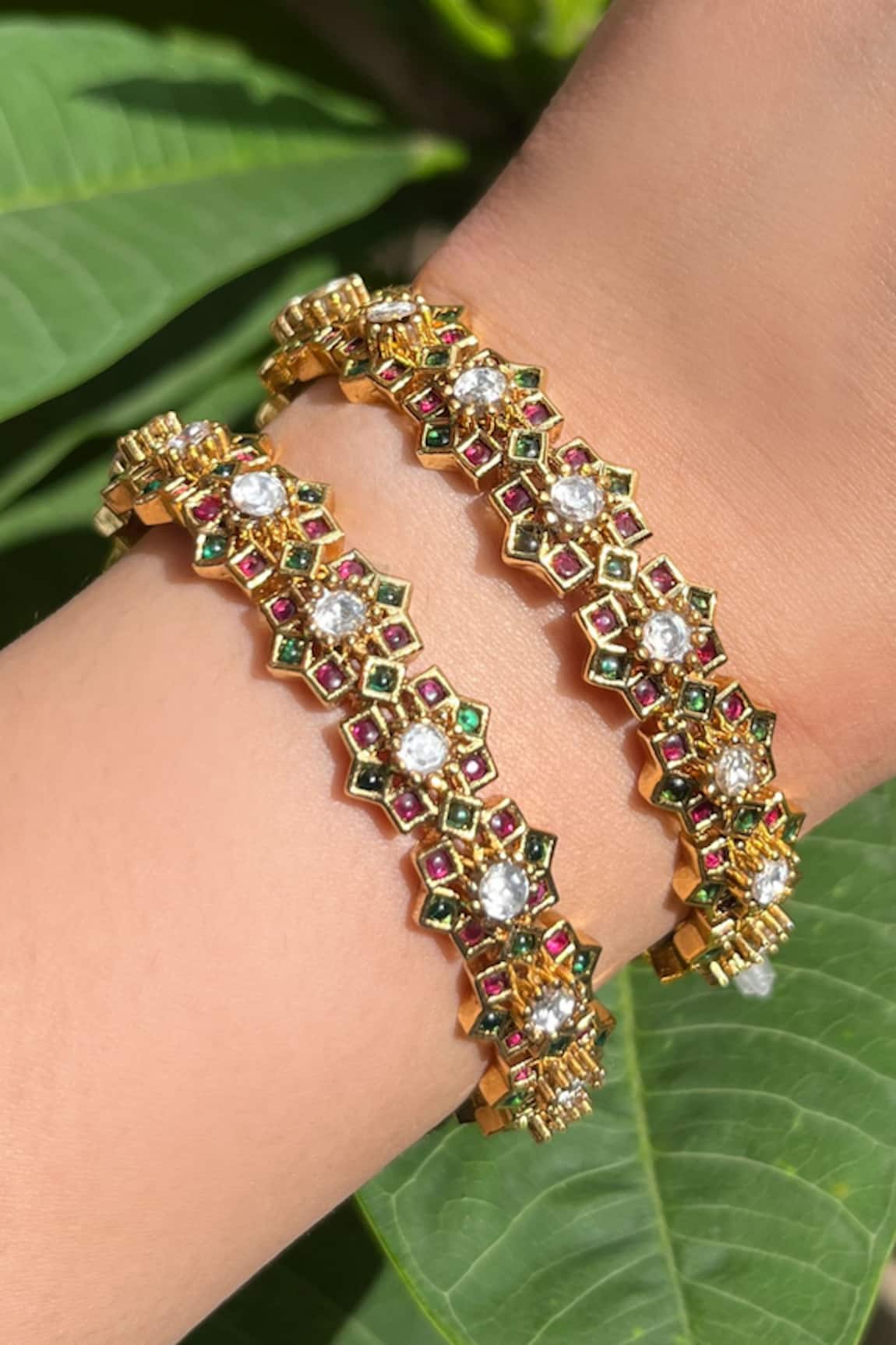 Prestones Stone Embellished Bangles - Set of 2 