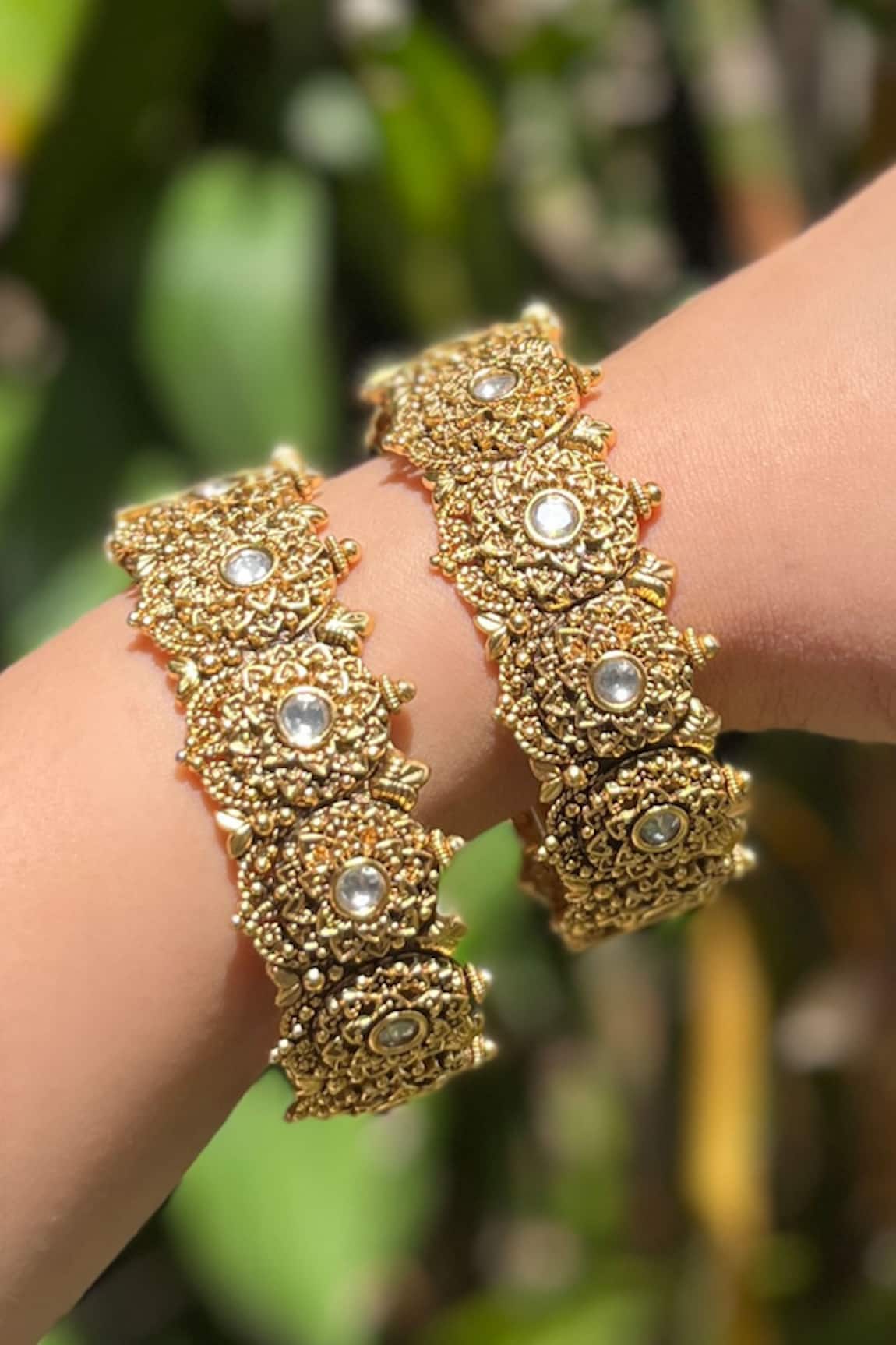Prestones Temple Broad Bangles - Set Of 2 