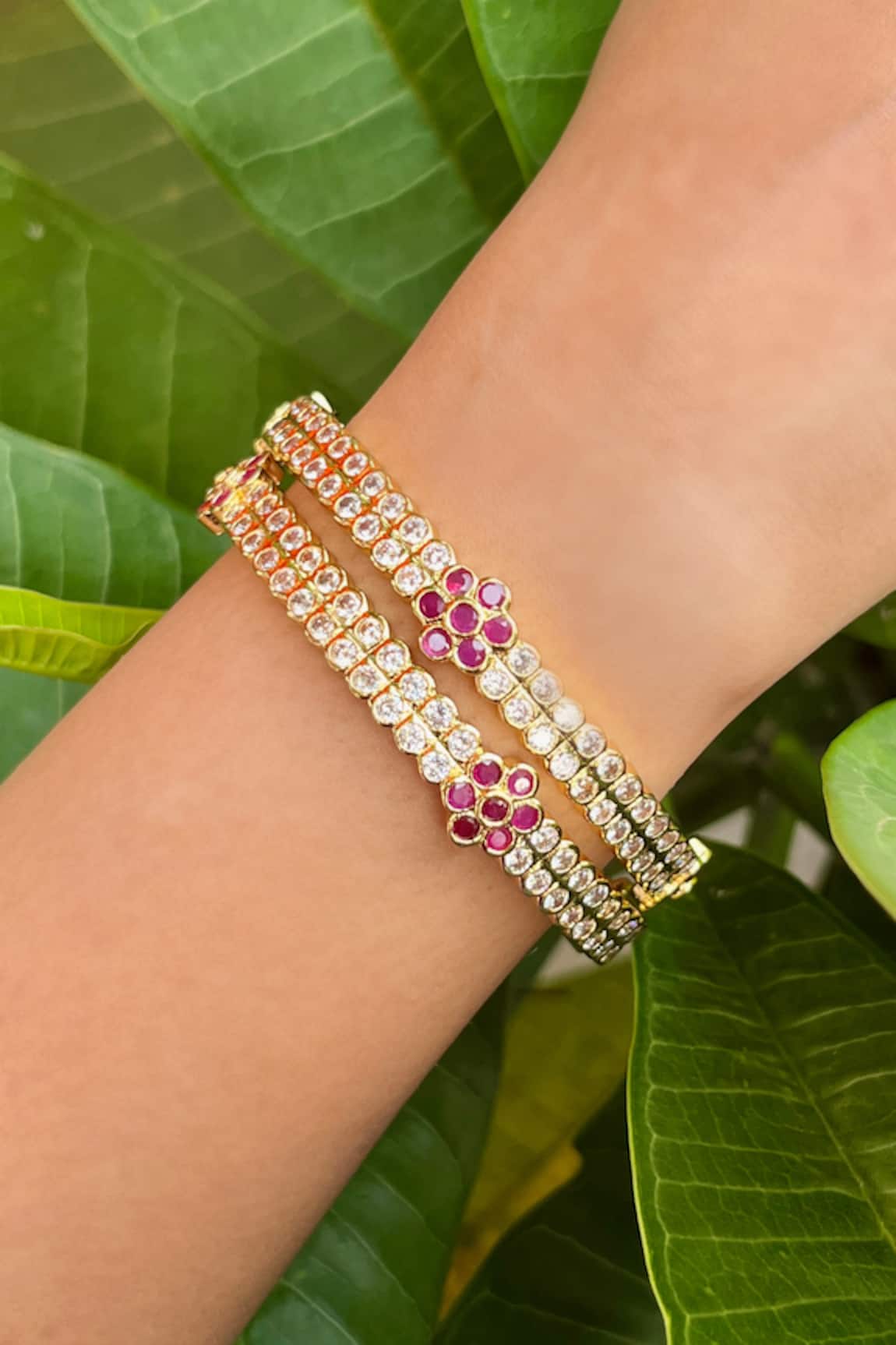 Prestones Zirconia Embellished Bangles - Set of 2 