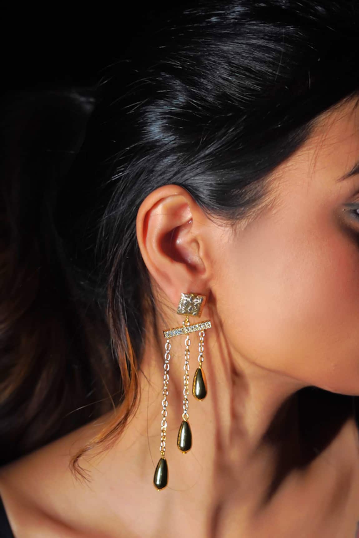 Rejuvenate Jewels Golden Cascade Statement Earrings 