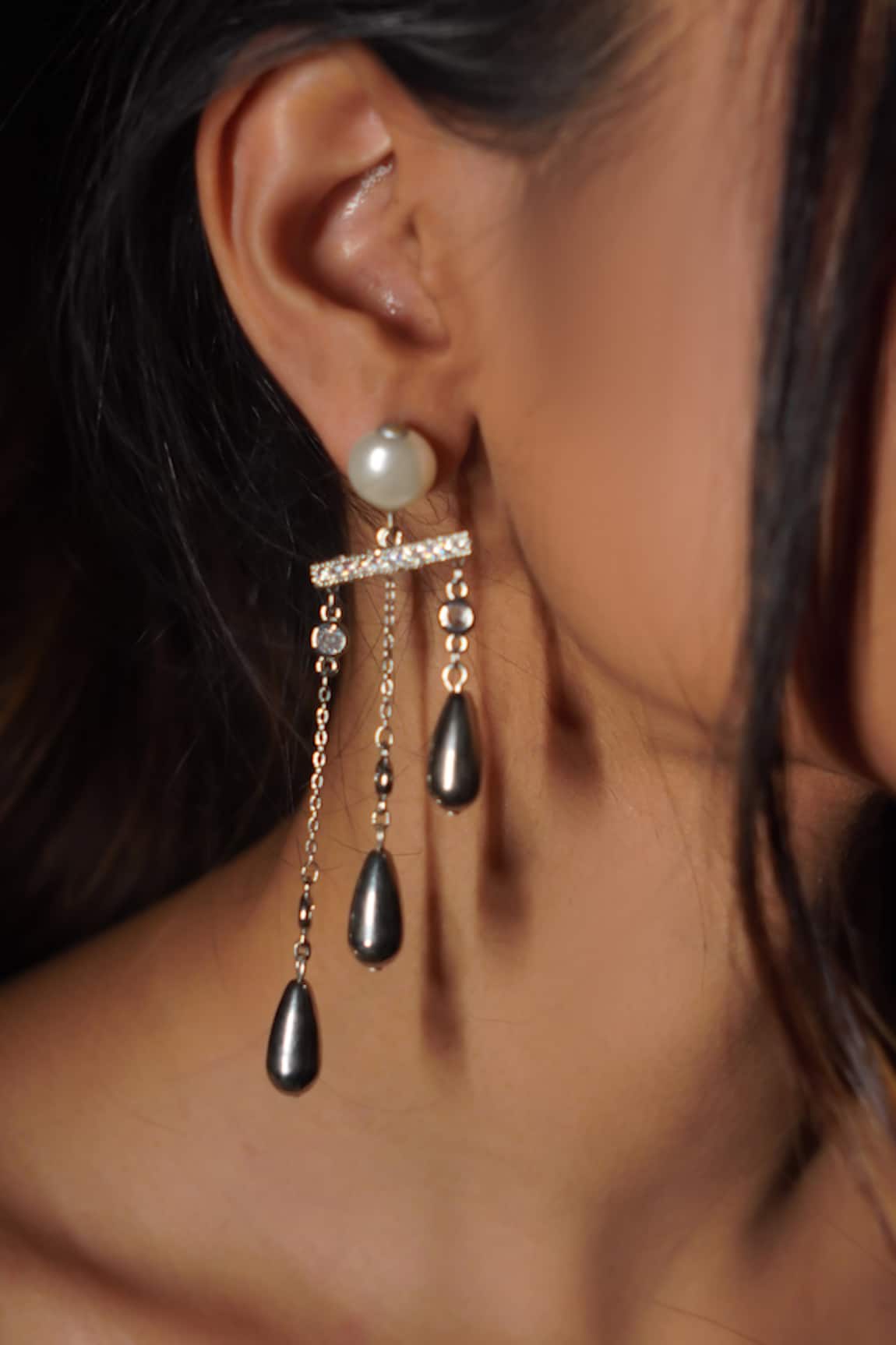 Rejuvenate Jewels Silver Cascade Statement Earrings 