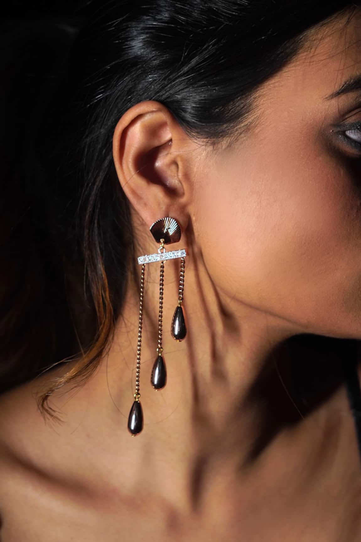 Rejuvenate Jewels Rose Gold Cascade Statement Earrings 