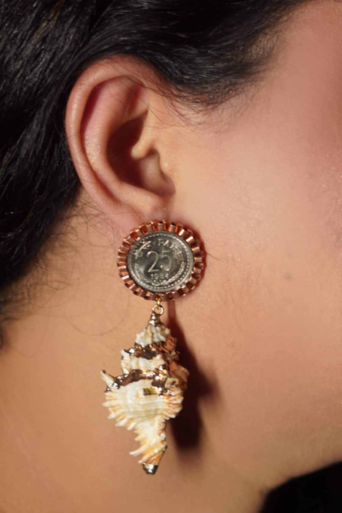 Rejuvenate Jewels 25 Paise Shell Earrings 