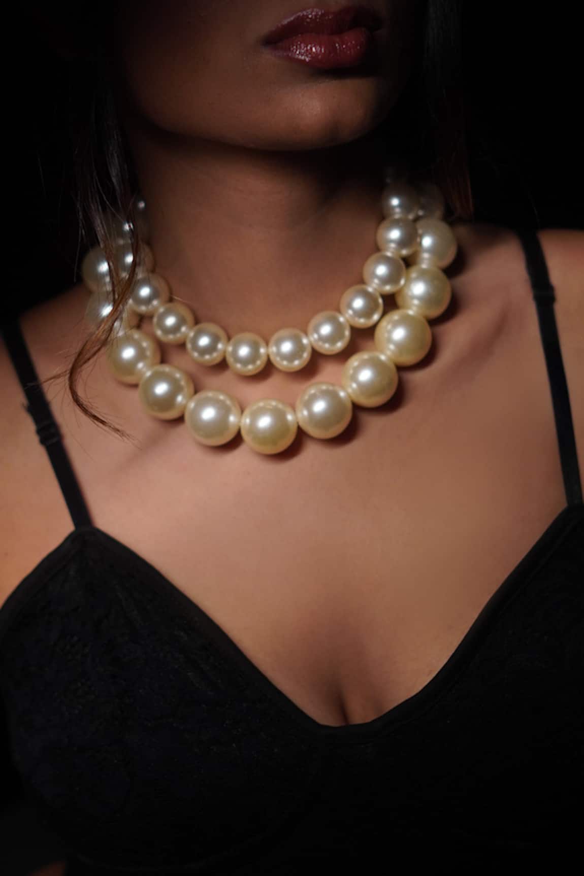 Rejuvenate Jewels Double Pearl Statement Necklace 