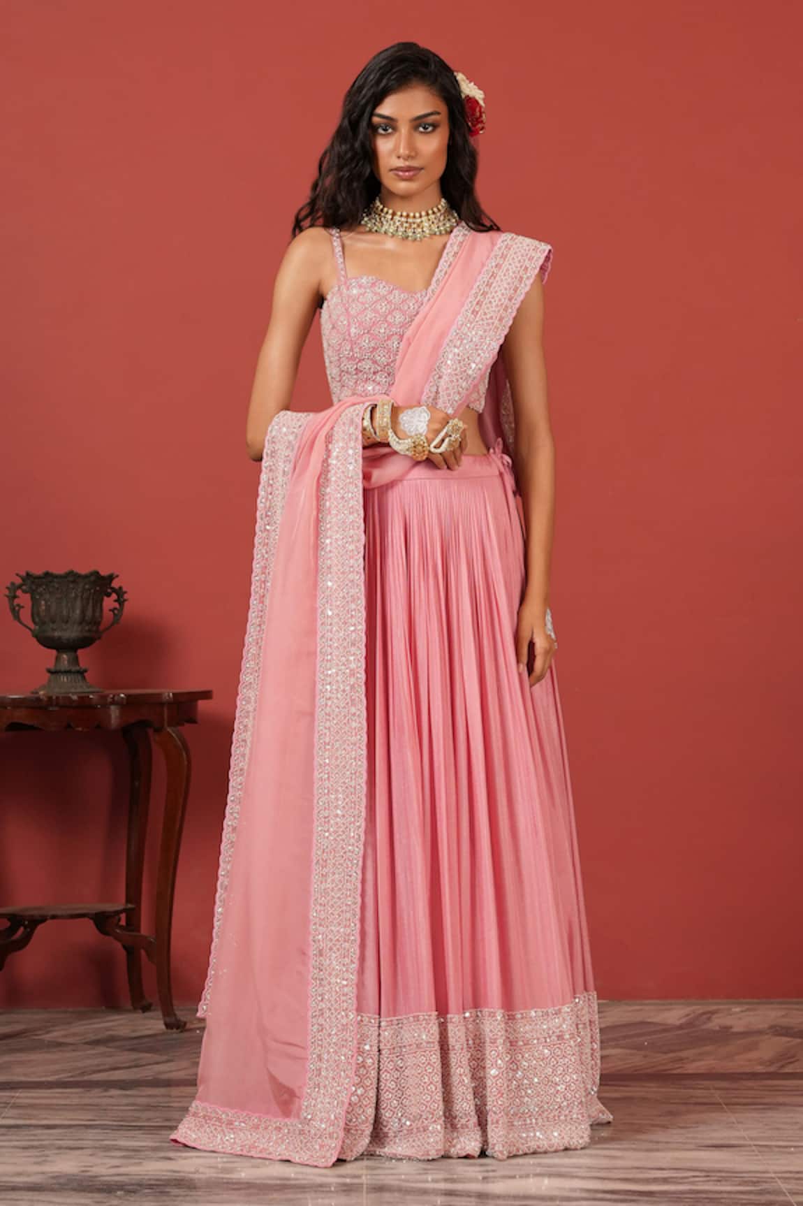 Suruchi Parakh Hand-Embroidered Bustier Lehenga Set 