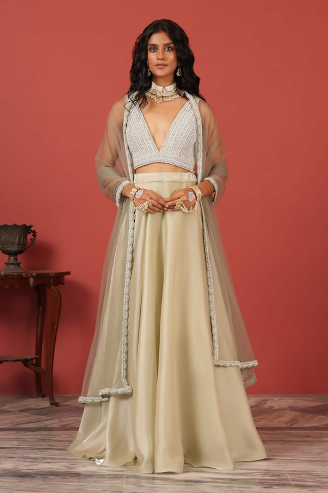 Suruchi Parakh Embroidered Blouse Skirt Set 