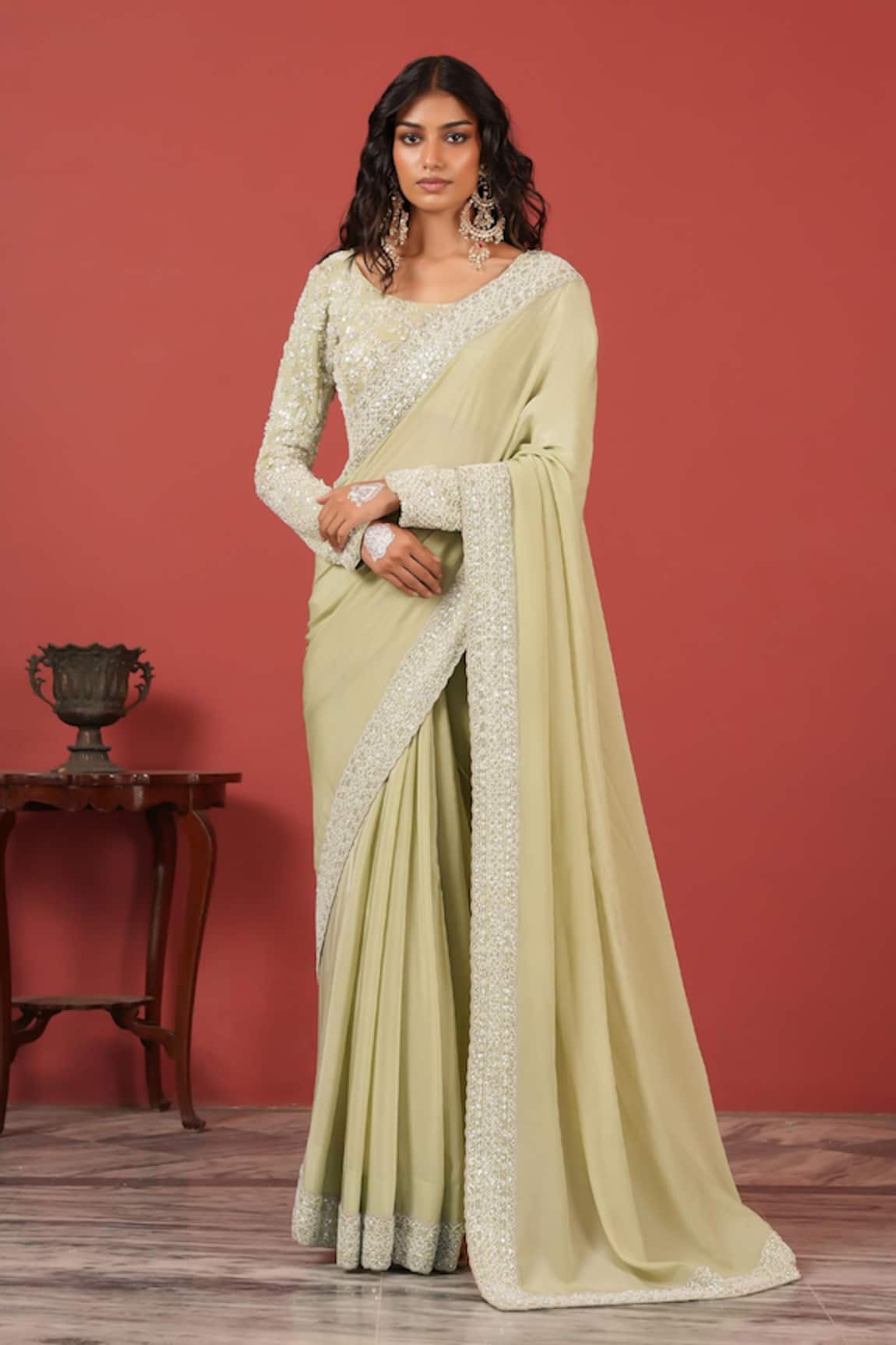 Suruchi Parakh Hand Embroidered Blouse & Saree Set 