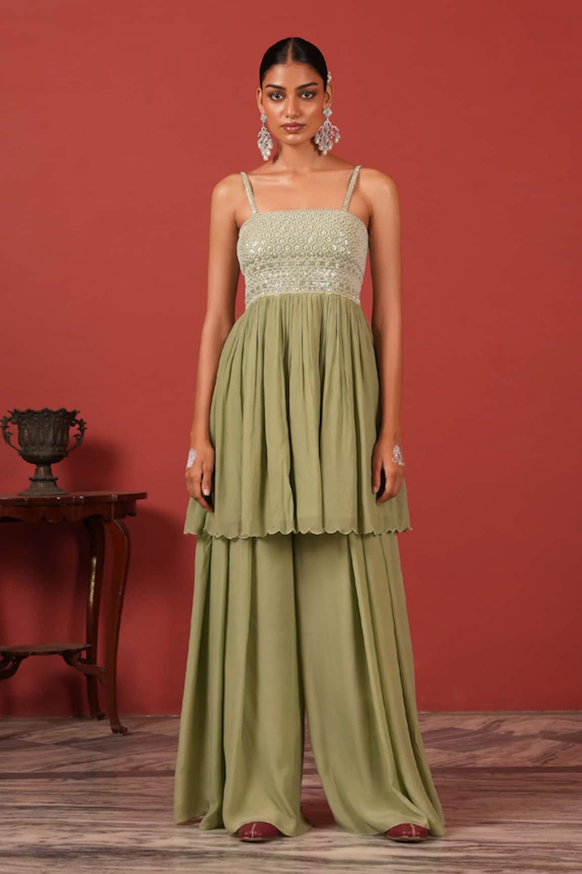 Suruchi Parakh Embroidered Top & Palazzo Set 