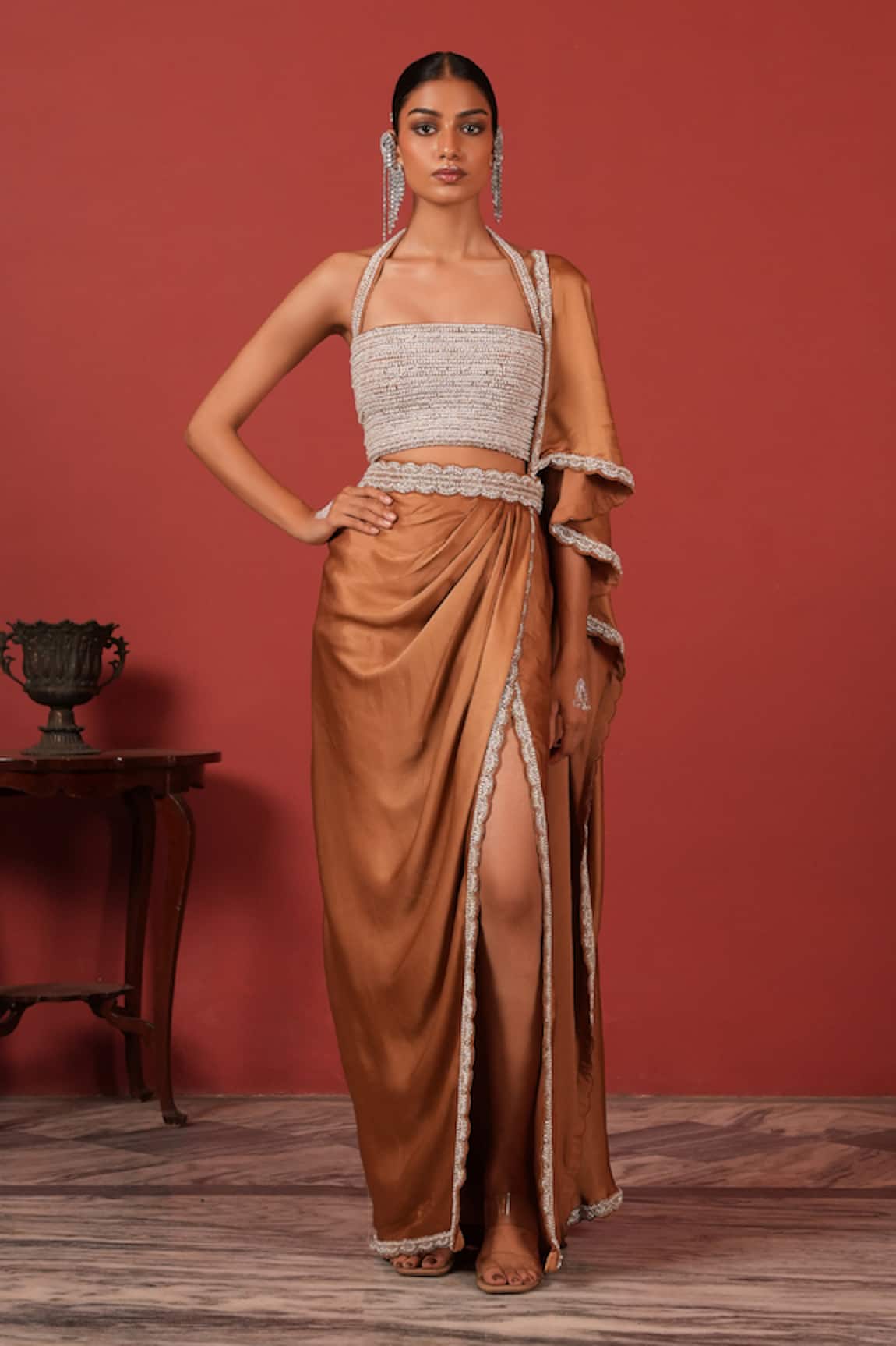 Suruchi Parakh Embroidered Blouse & Pre-Draped Saree Set 