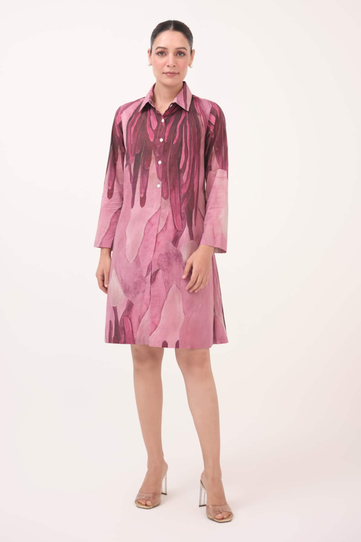 Ruchi Marodia Watercolour Lotus Print Shirt Dress 