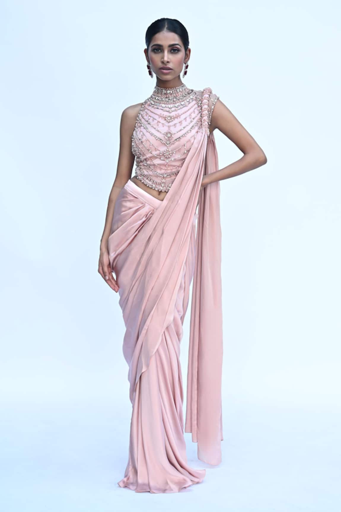 Rabiya Savlani Pre-Draped Saree With Embroidered Blouse 