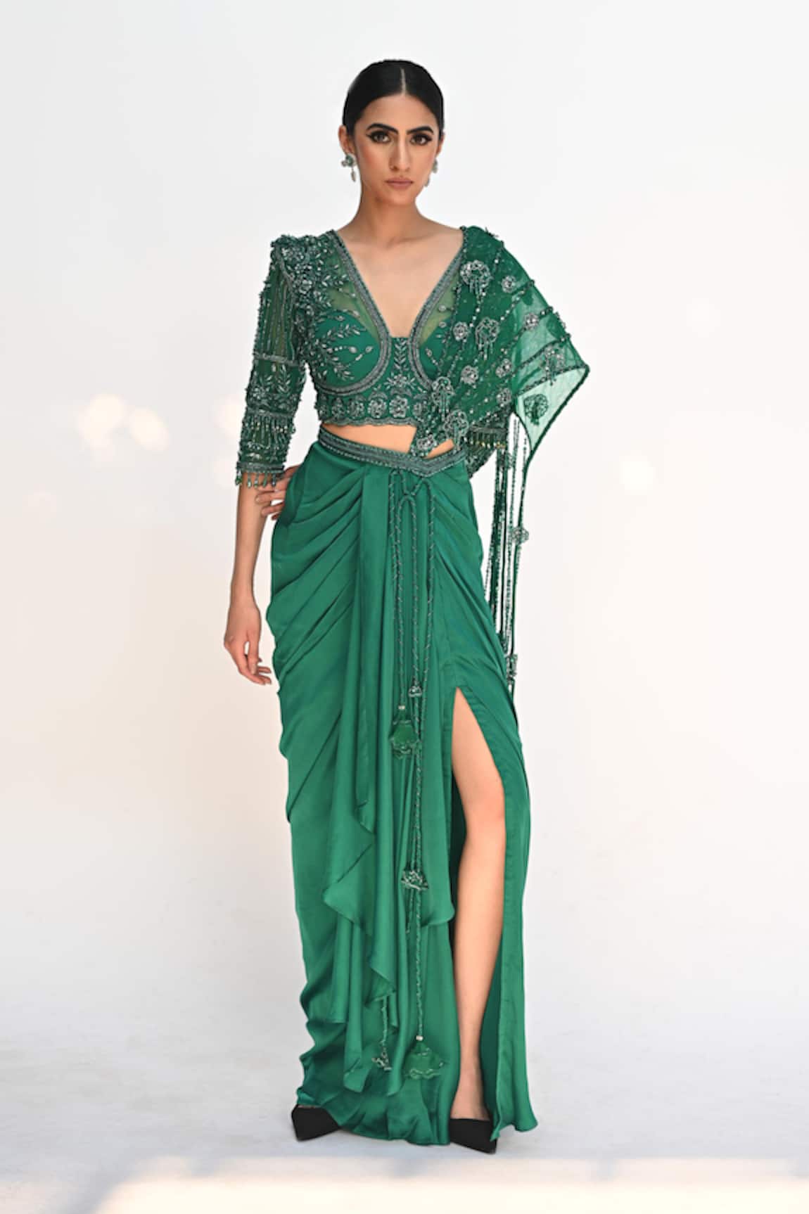 Rabiya Savlani Embroidered Dhoti Skirt Saree With Blouse 