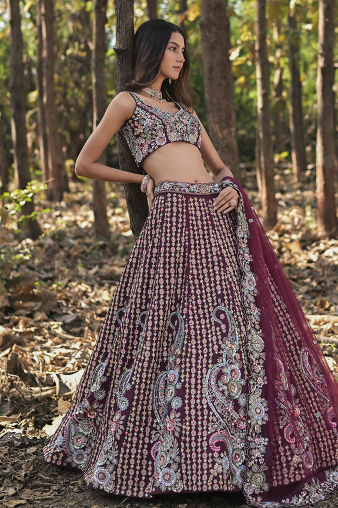 Panihari Raw Silk Bridal Embroidered Lehenga Set