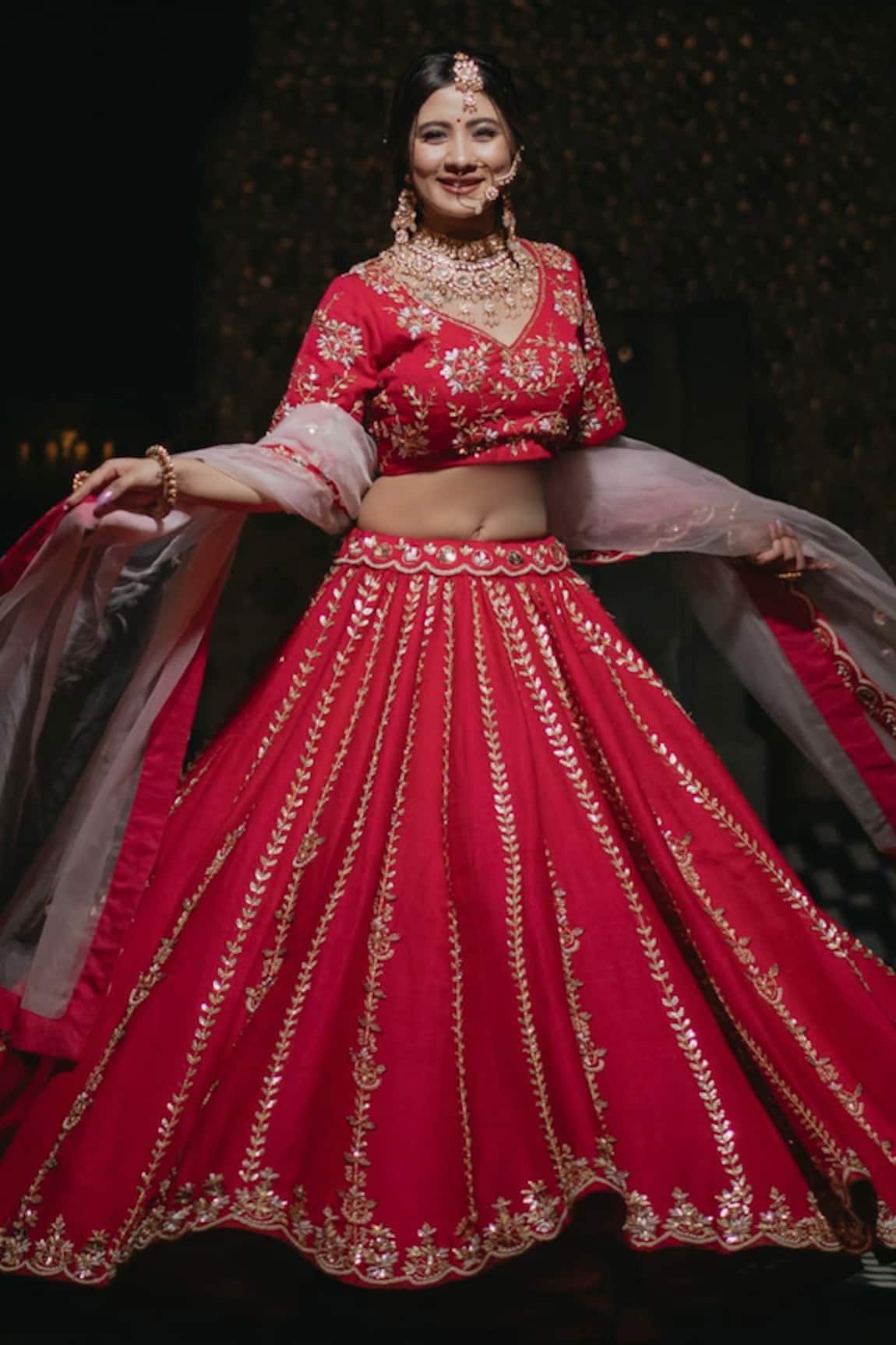 Amaltas Couture Raw Silk Embroidered Lehenga Set 