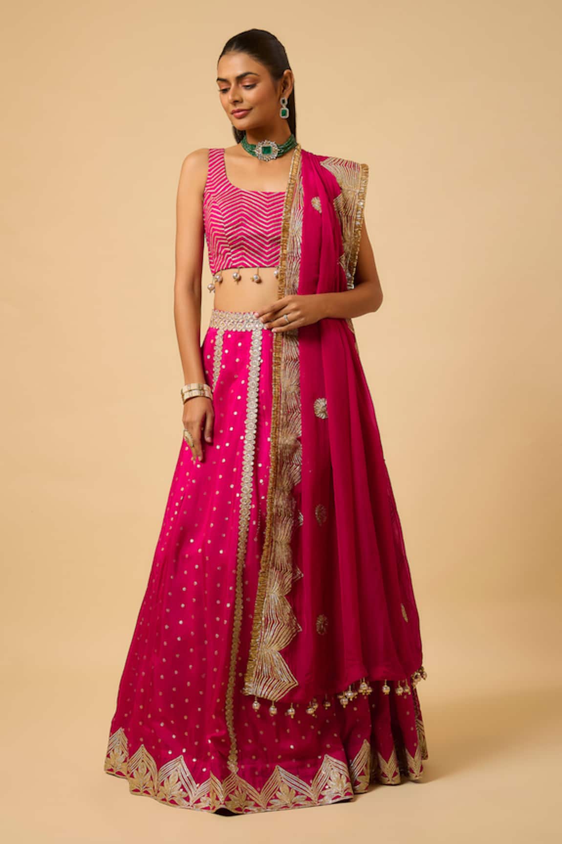 Monk & Mei By Sonia Anand Sona Embroidered Lehenga Set 