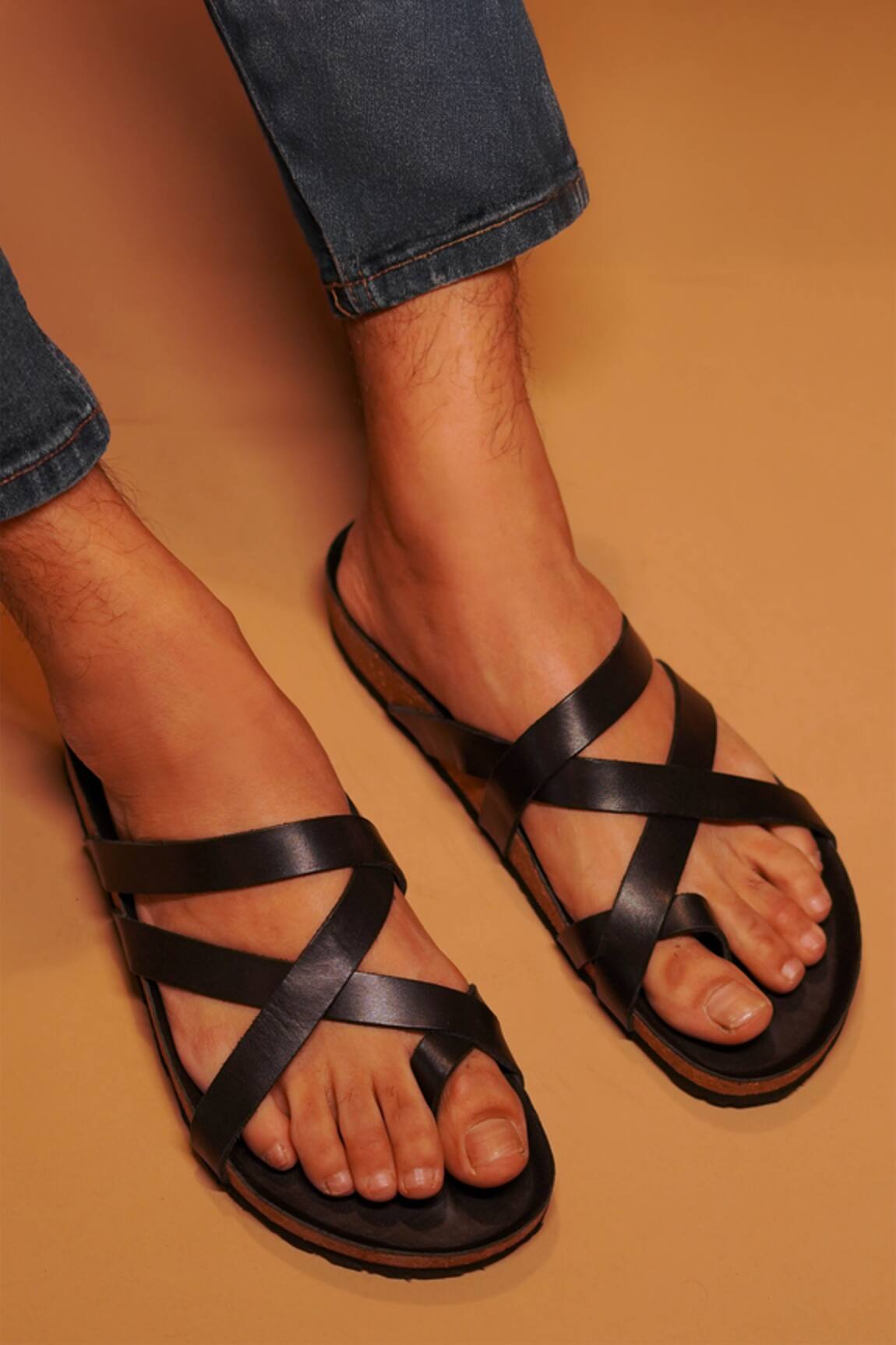 Dmodot Leather Multi Strap Black Sliders 