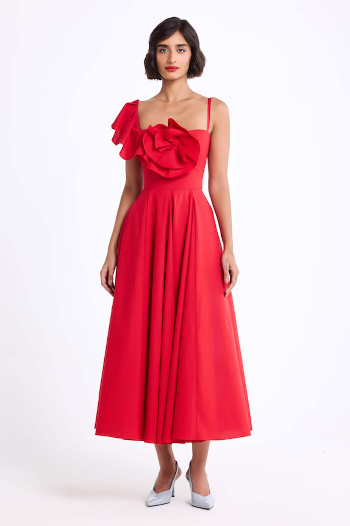 Gauri & Nainika One Shoulder Ruffled Dress 