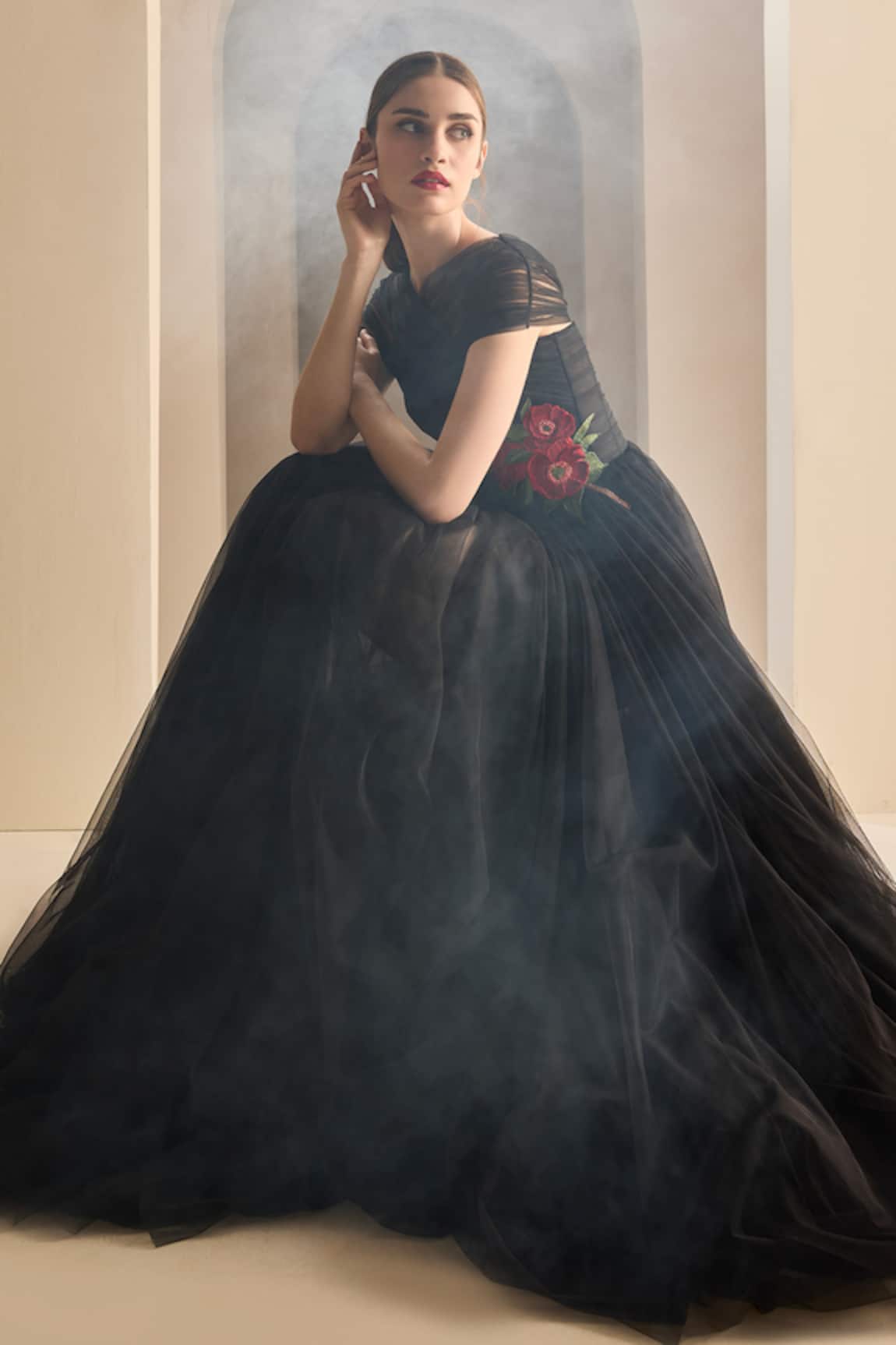 Gauri & Nainika Criss-Cross Halter Neck Gown 