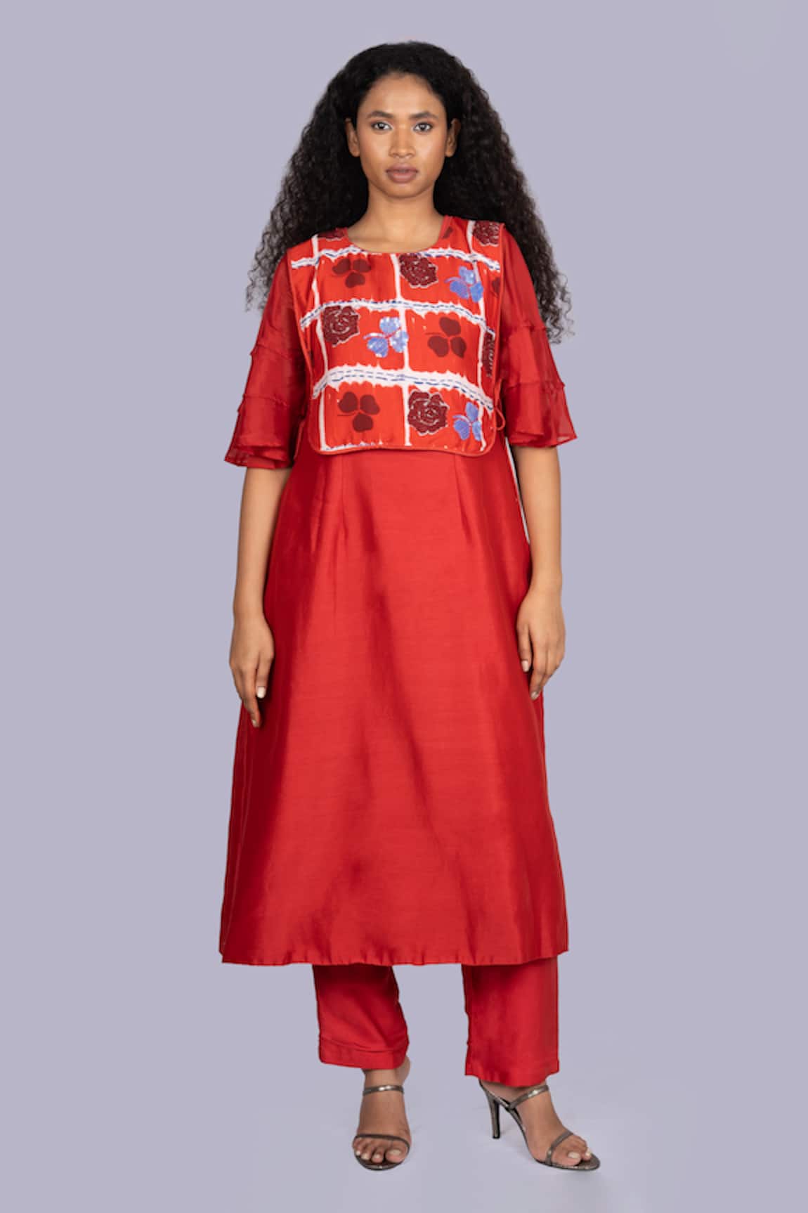 Jajobaa Floral Geometric Print Kurta Set 