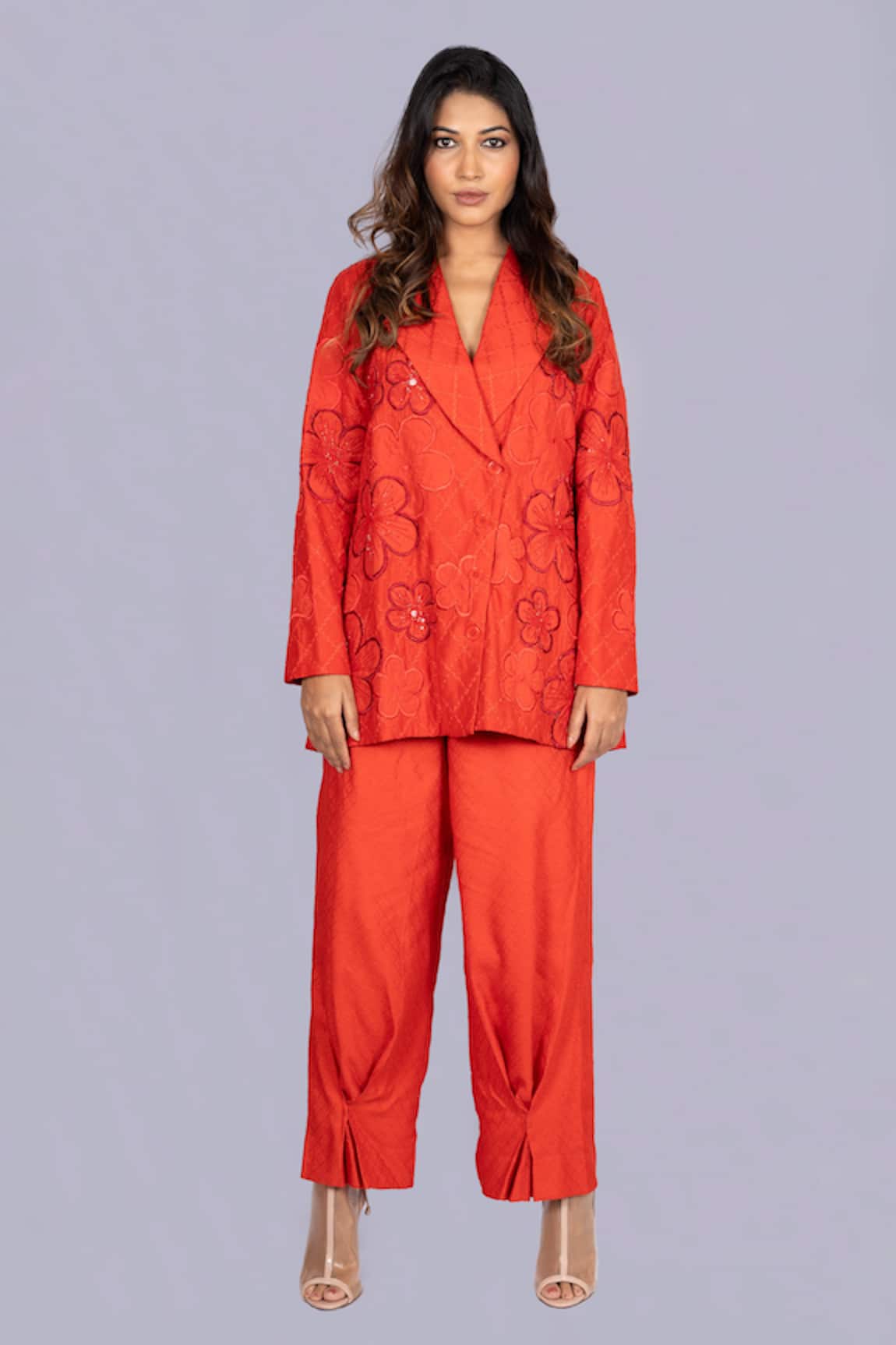 Jajobaa Floral Patchwork Blazer & Pant Set 