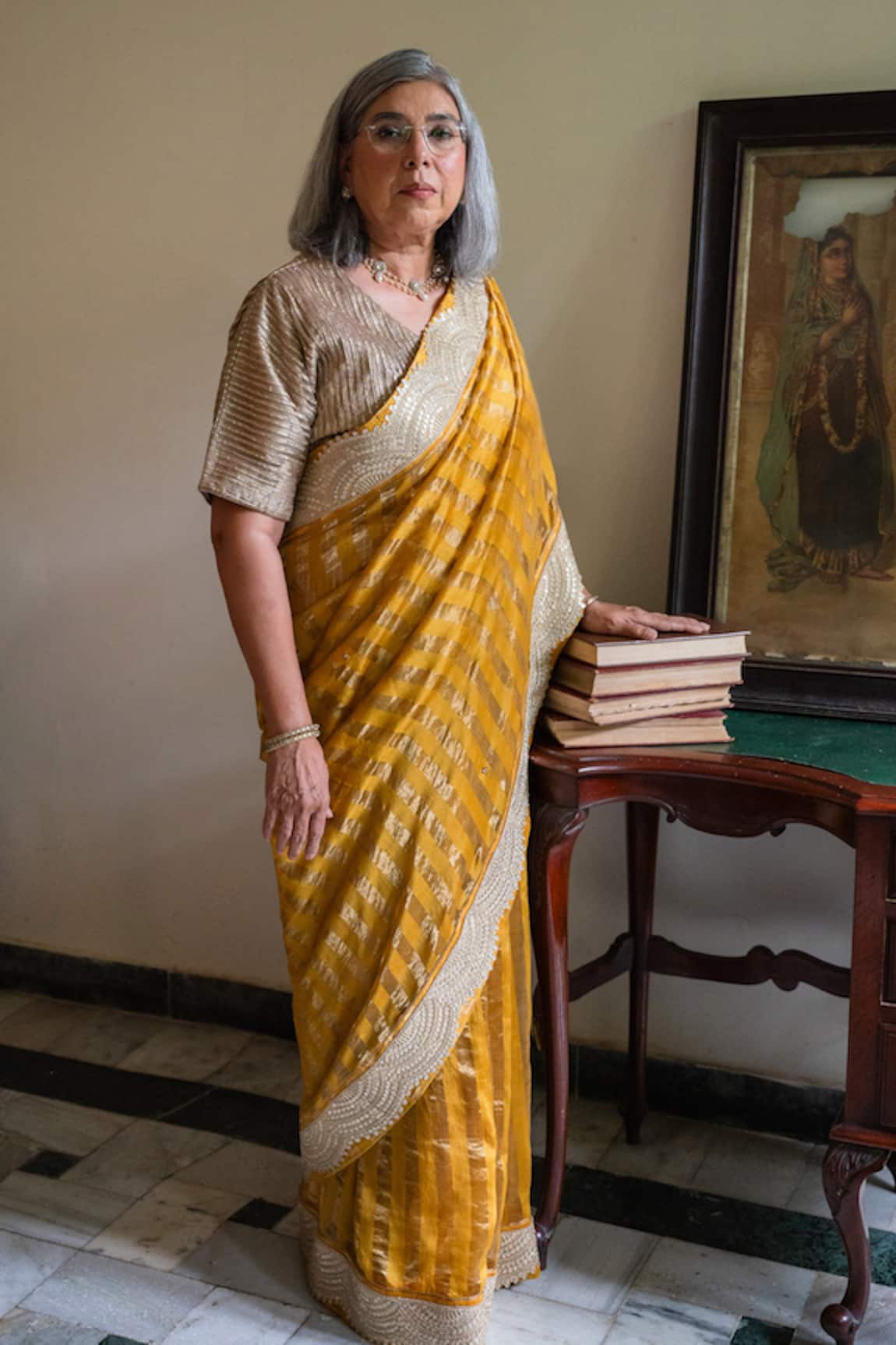 Shorshe Clothing Nursat Stripe Pattern Saree 