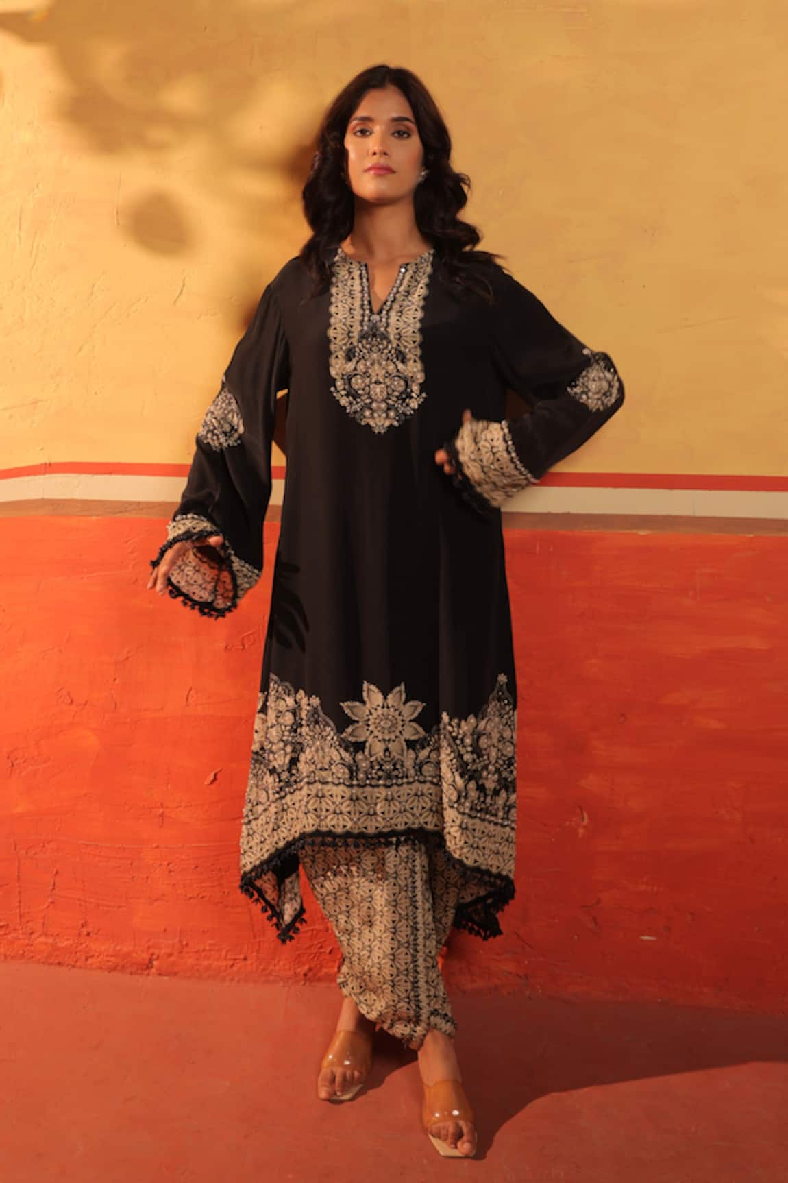 Surkh Syahi Pandora Asymmetric Kurta Set 