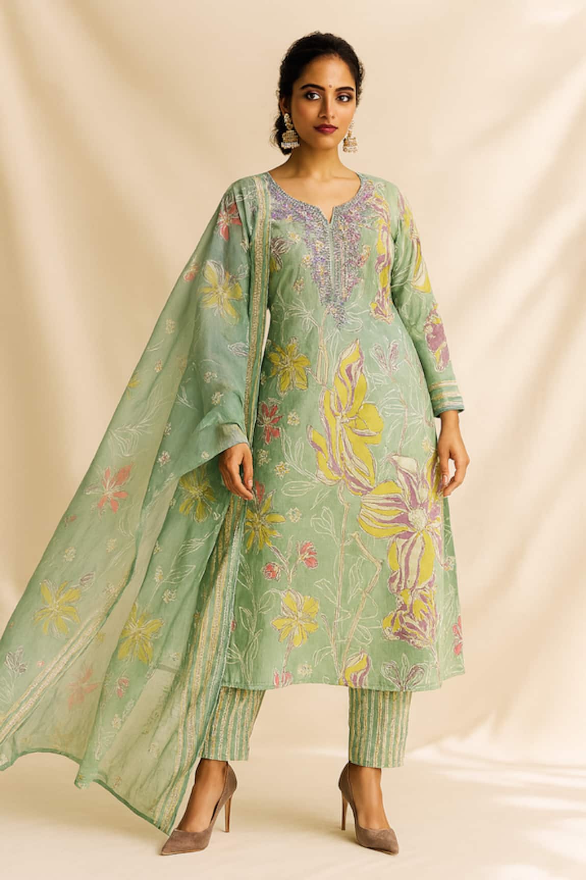 Thee Modern Roots Abstract Floral Print Kurta Set 