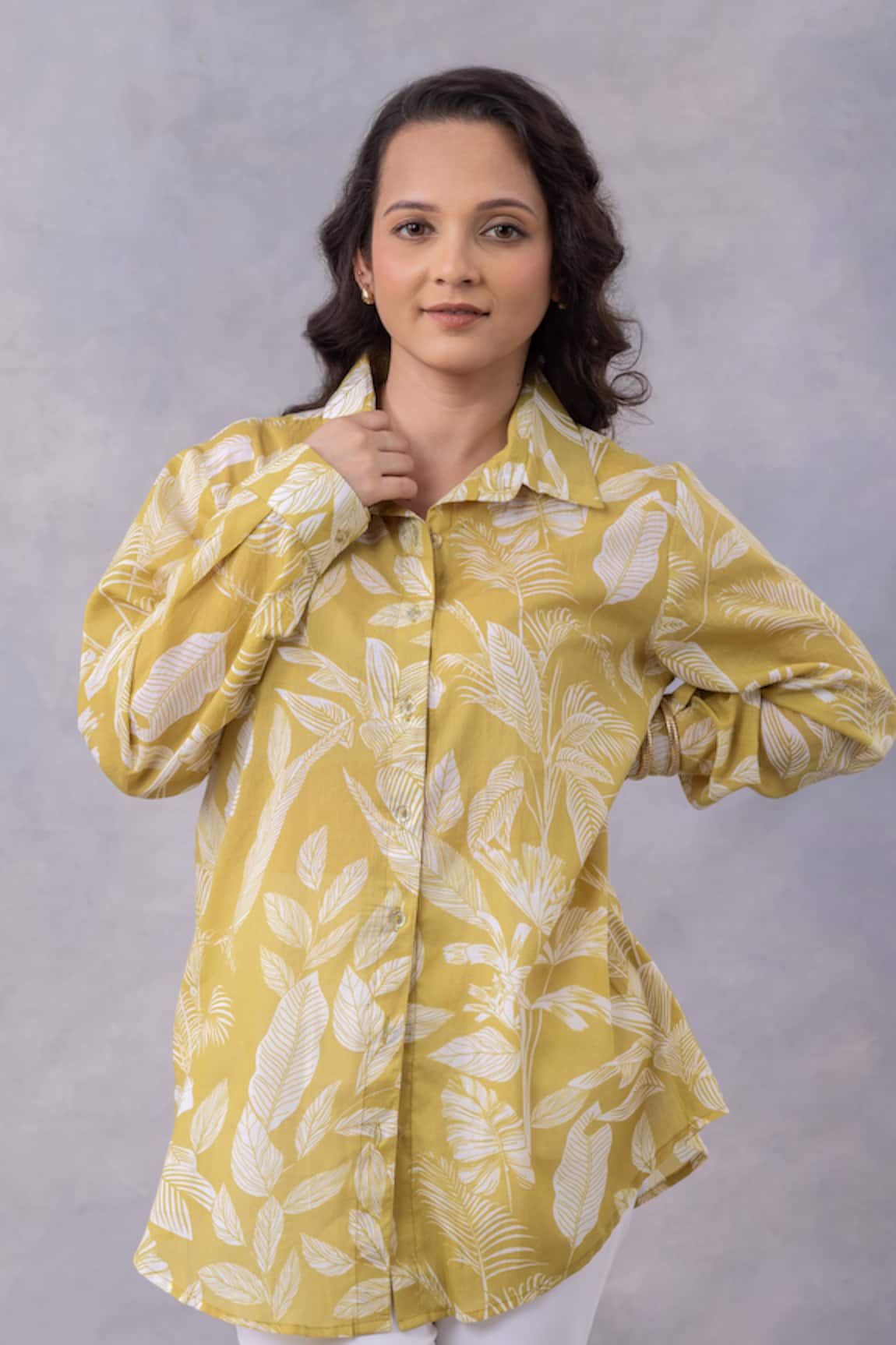 Thee Modern Roots Tropical Print Cotton Mul Shirt 