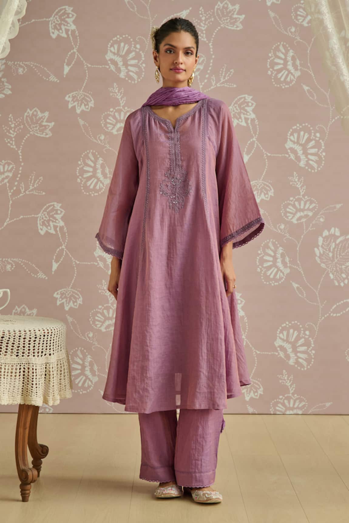 Kritika Dawar Tara Hand Embroidered Tissue Kurta Set 