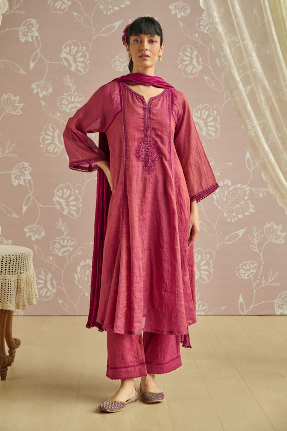 Kritika Dawar Tara Hand Embroidered Tissue Kurta Set 