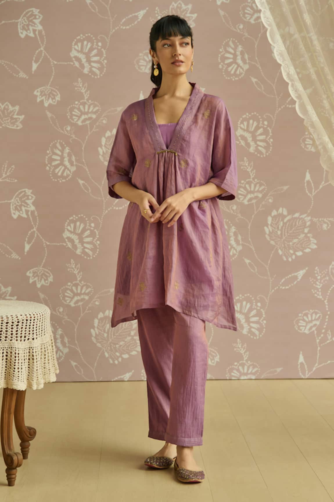 Kritika Dawar Noora Tissue Hand Embroidered Kaftan Set 