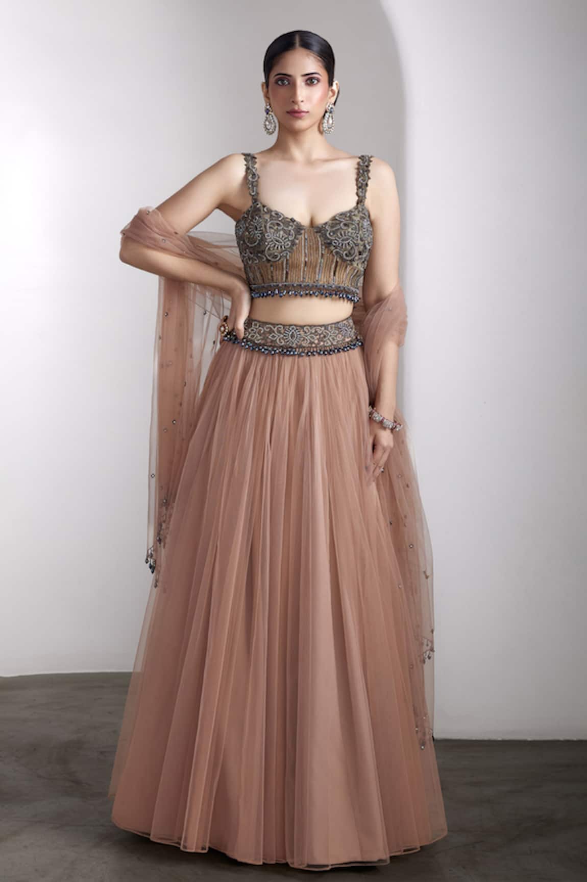 Rocky Star Embellished Blouse & Lehenga Set